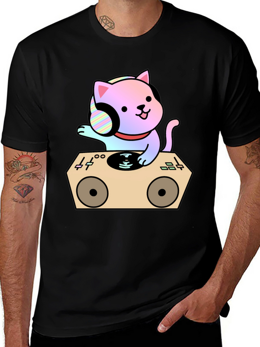 DJ Cat Graphic T-Shirt - Cool Music Lover Tee