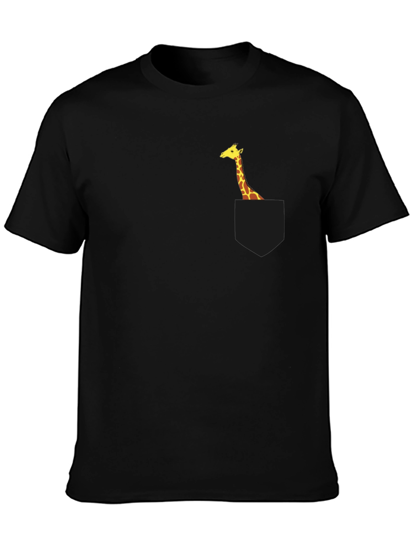 Giraffe Pocket Tee - Black Novelty T-Shirt
