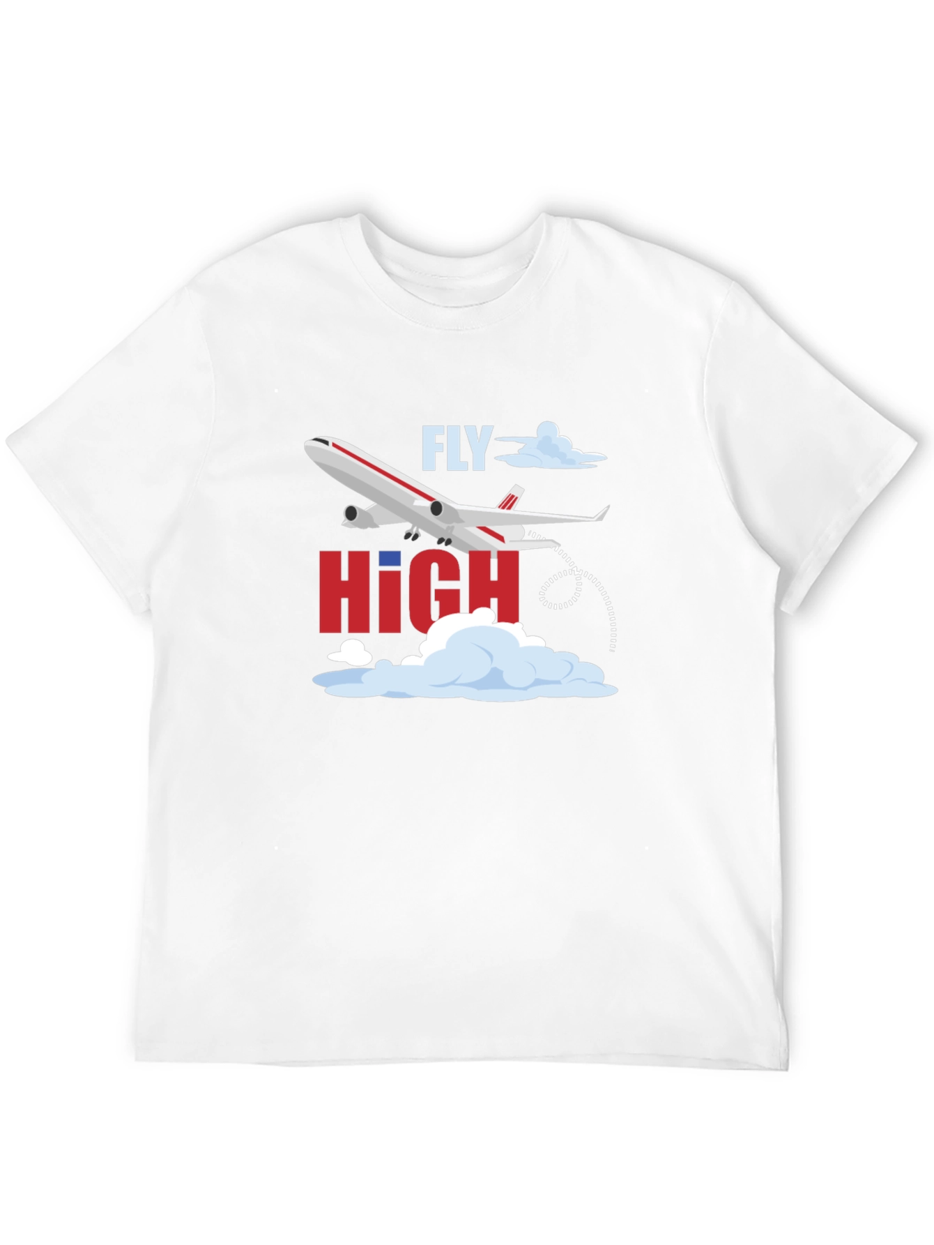 Fly High Airplane Graphic Tee - Black Cotton T-Shirt