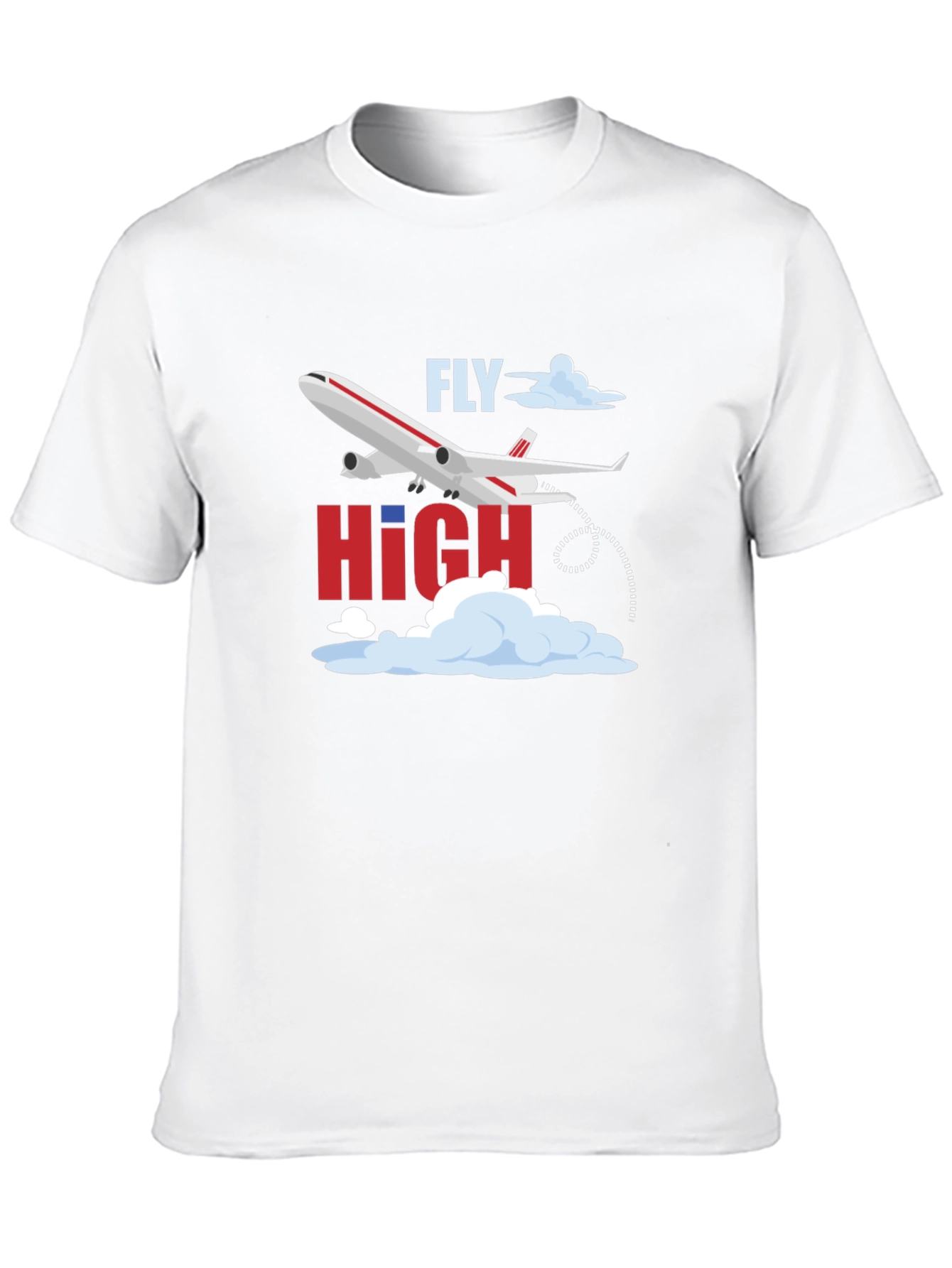 Fly High Airplane Graphic Tee - Black Cotton T-Shirt