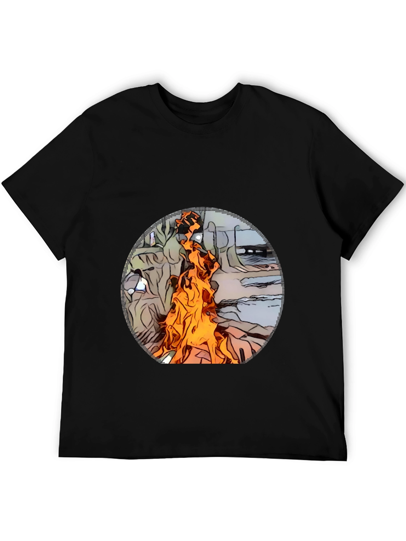 Flame Graphic Tee - Black Cotton Comfort