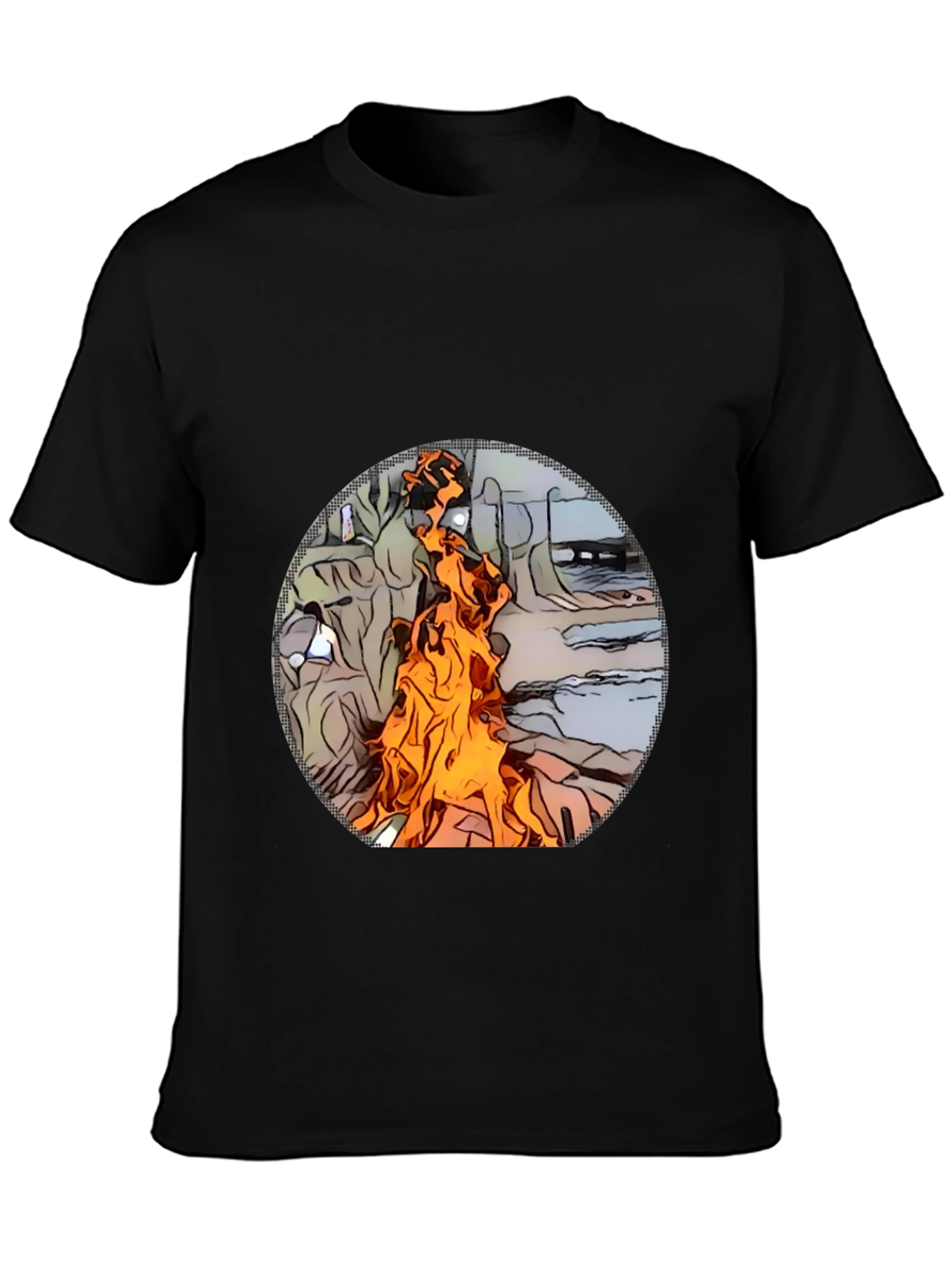 Flame Graphic Tee - Black Cotton Comfort