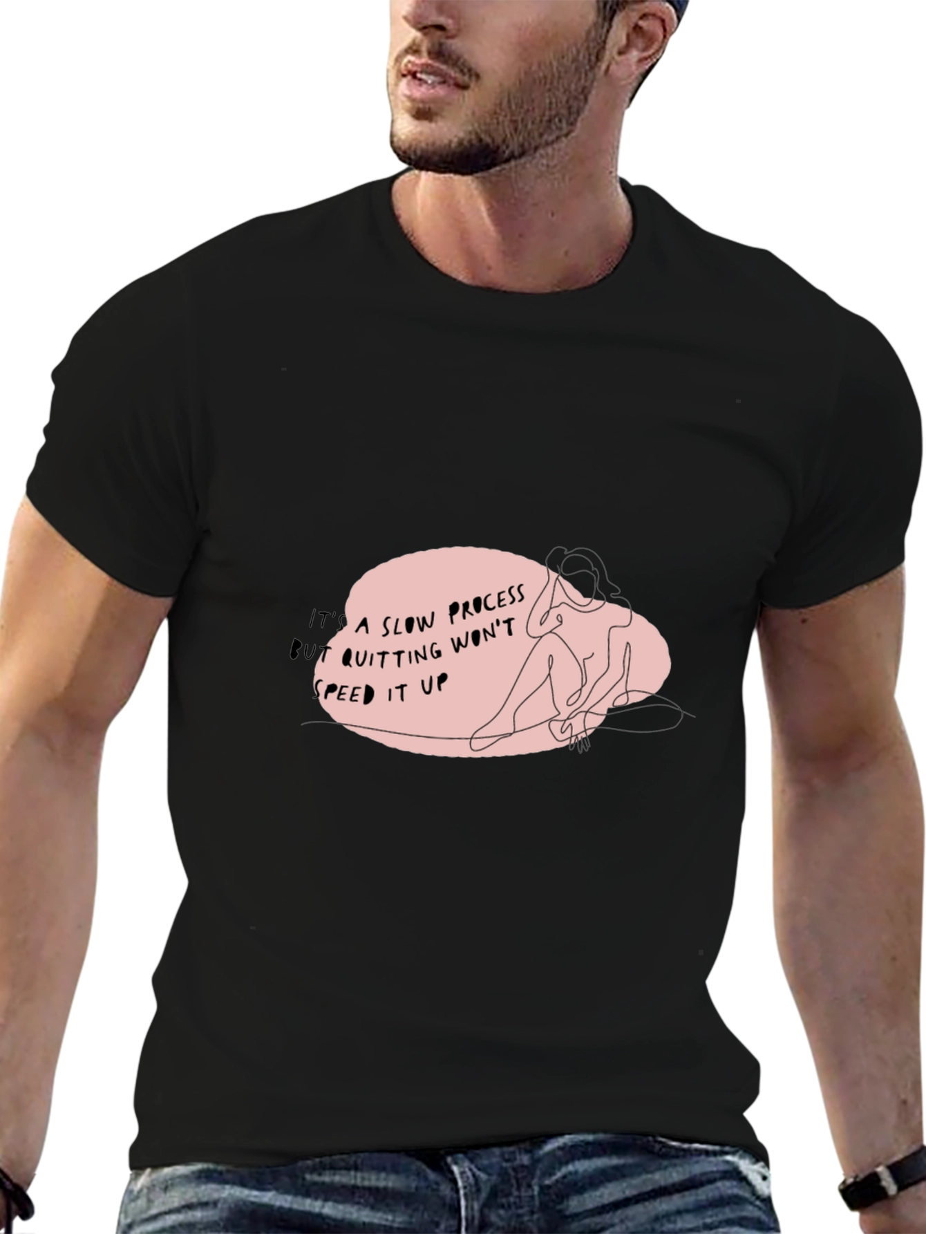 Motivational Graphic Print Crew Neck Tee