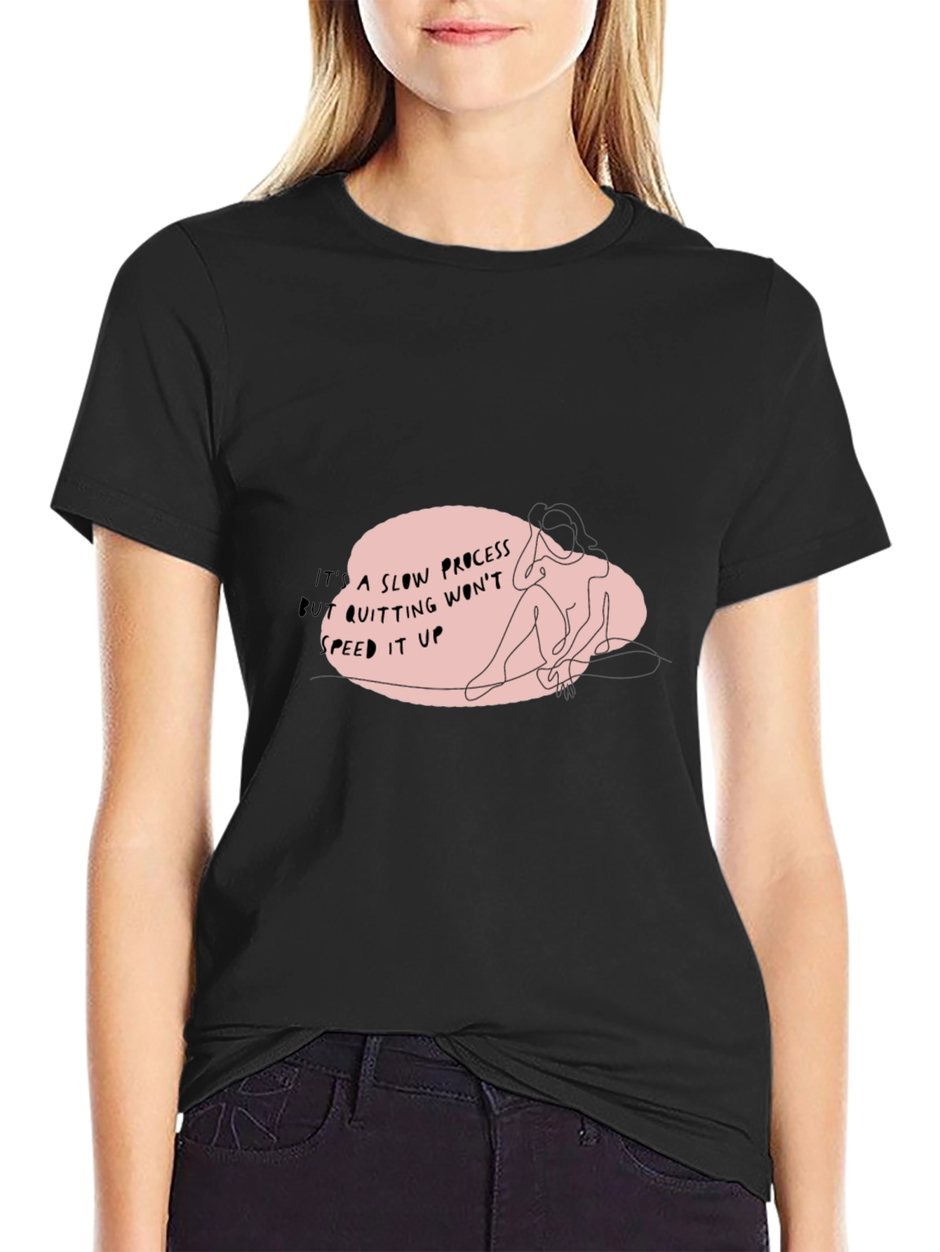 Motivational Graphic Print Crew Neck Tee