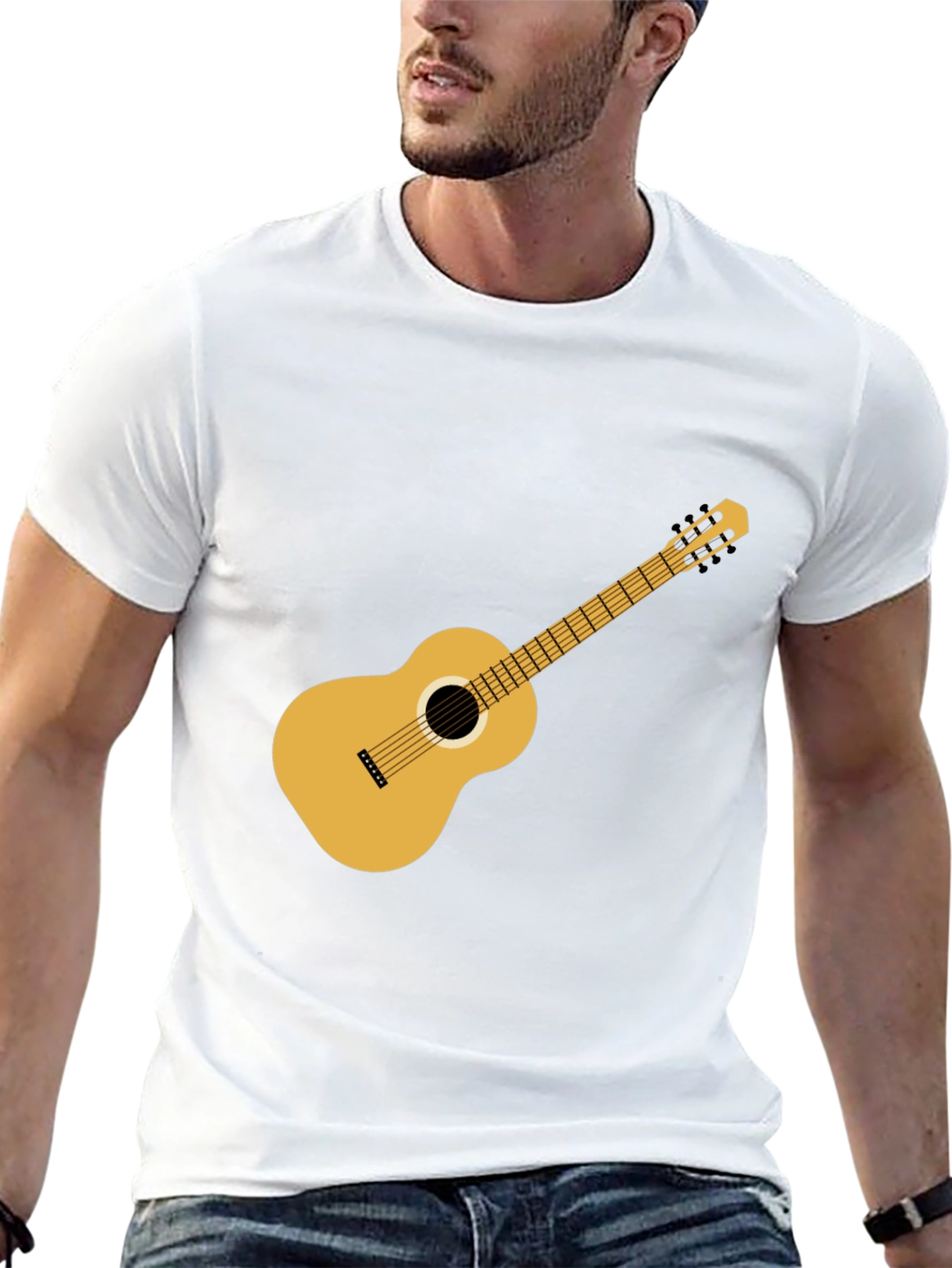Black Guitar T-Shirt: Classic Music Style
