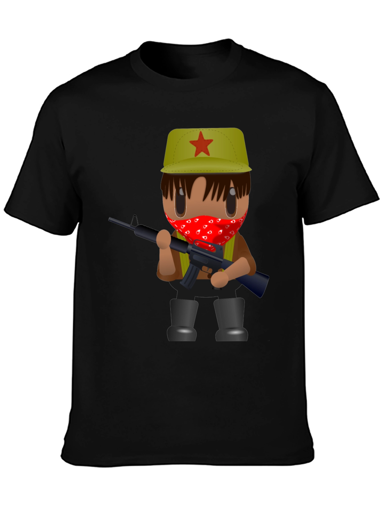 Cartoon Guerrilla T-Shirt - Black Graphic Tee