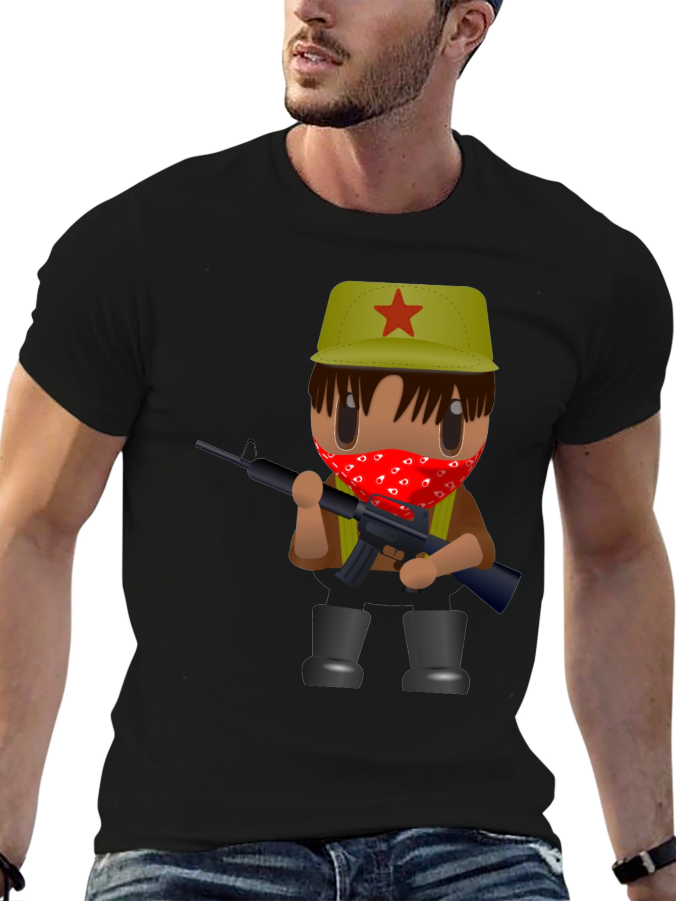 Cartoon Guerrilla T-Shirt - Black Graphic Tee
