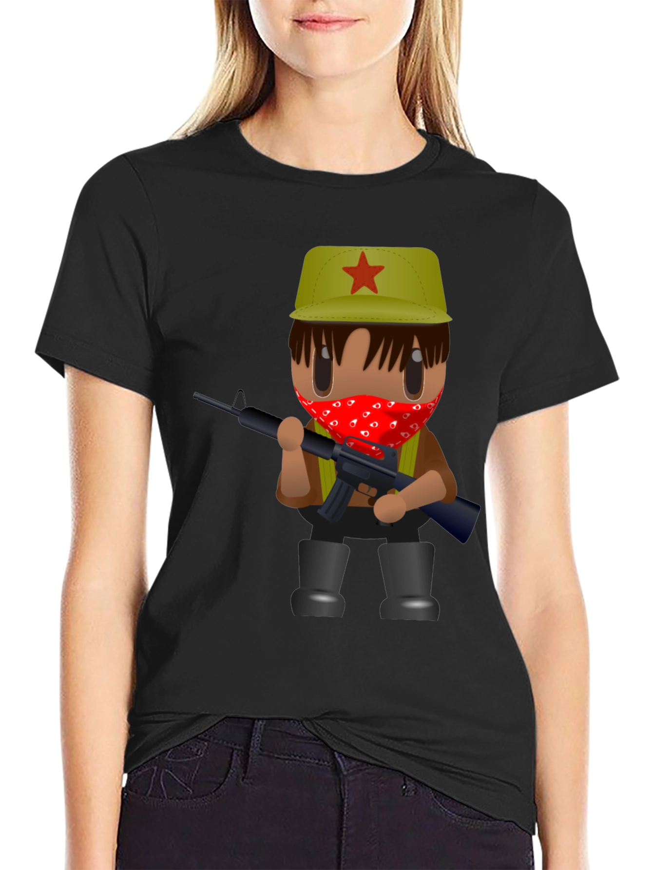 Cartoon Guerrilla T-Shirt - Black Graphic Tee