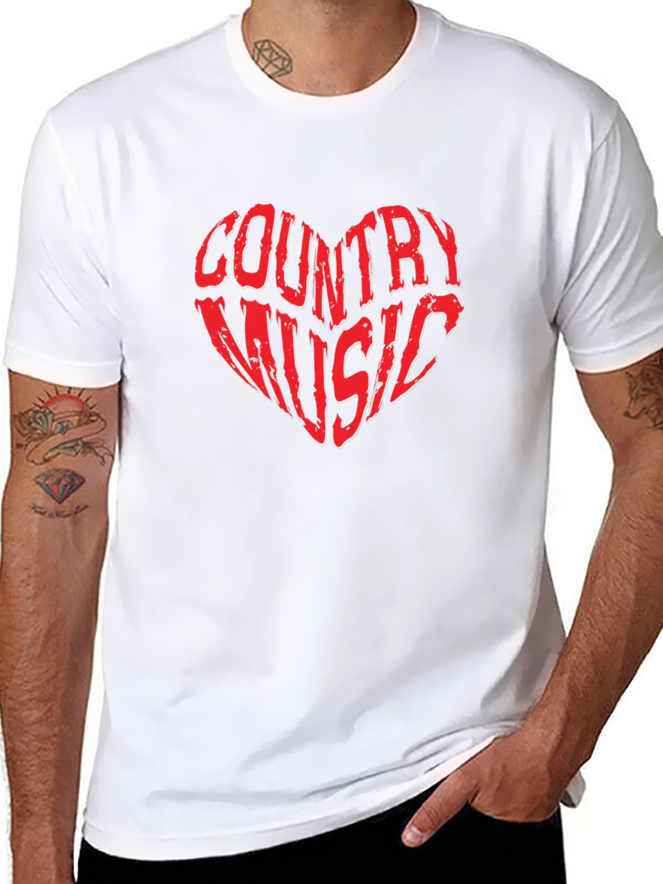 Country Music Heart Graphic Tee - Black