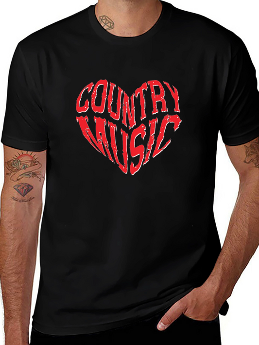 Country Music Heart Graphic Tee - Black