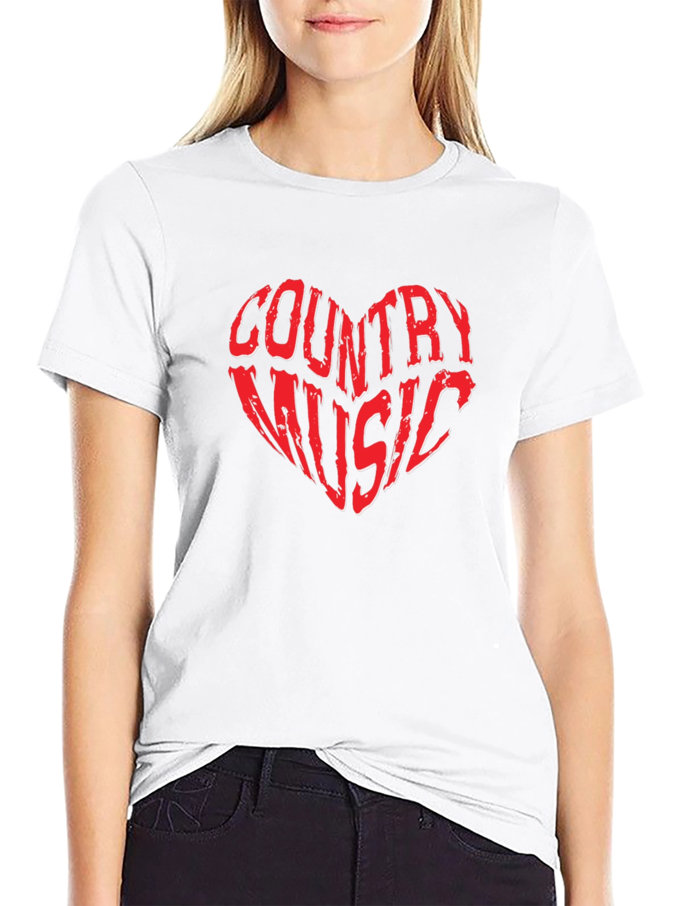 Country Music Heart Graphic Tee - Black