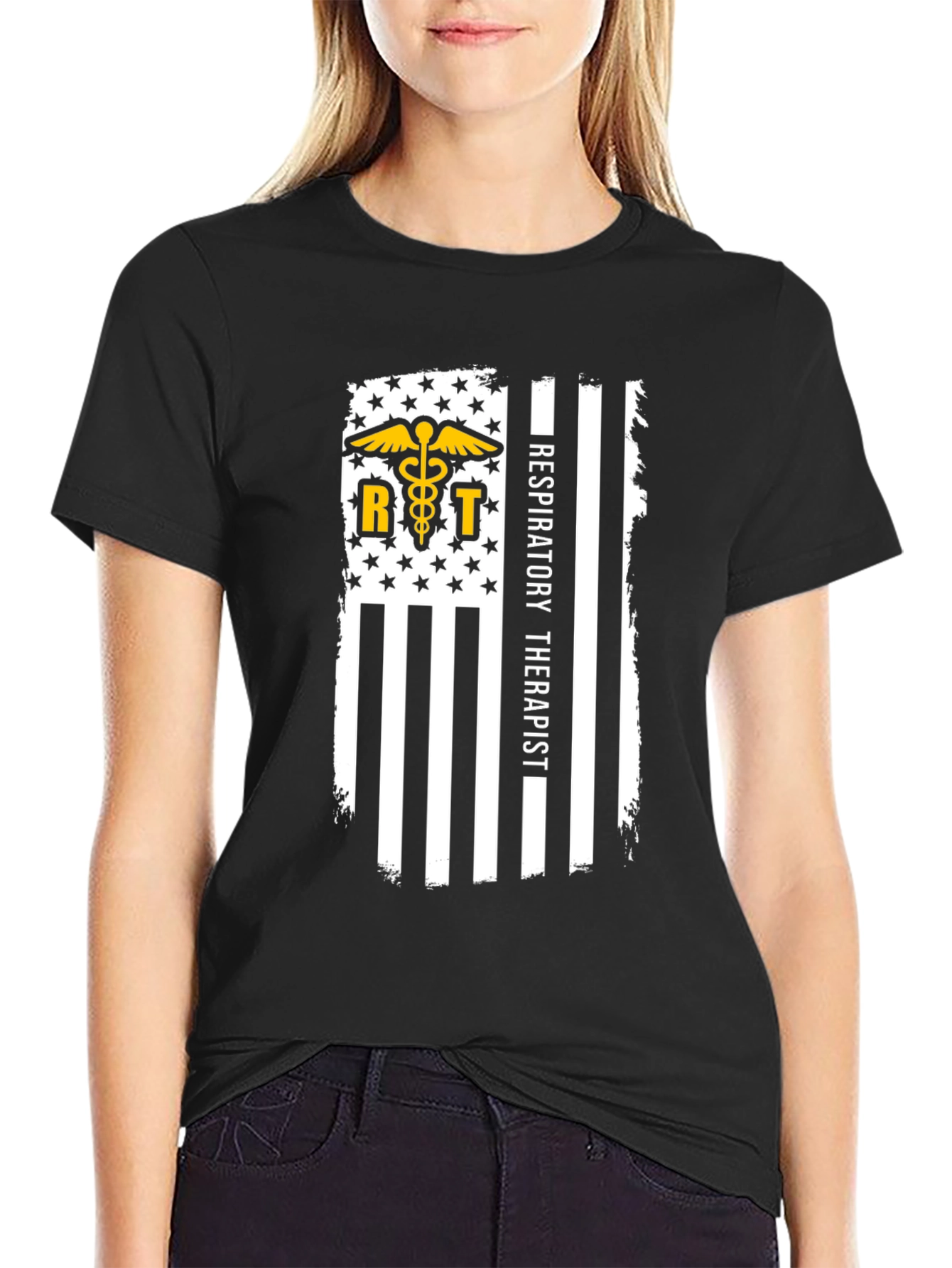 Respiratory Therapist Flag Graphic T-Shirt