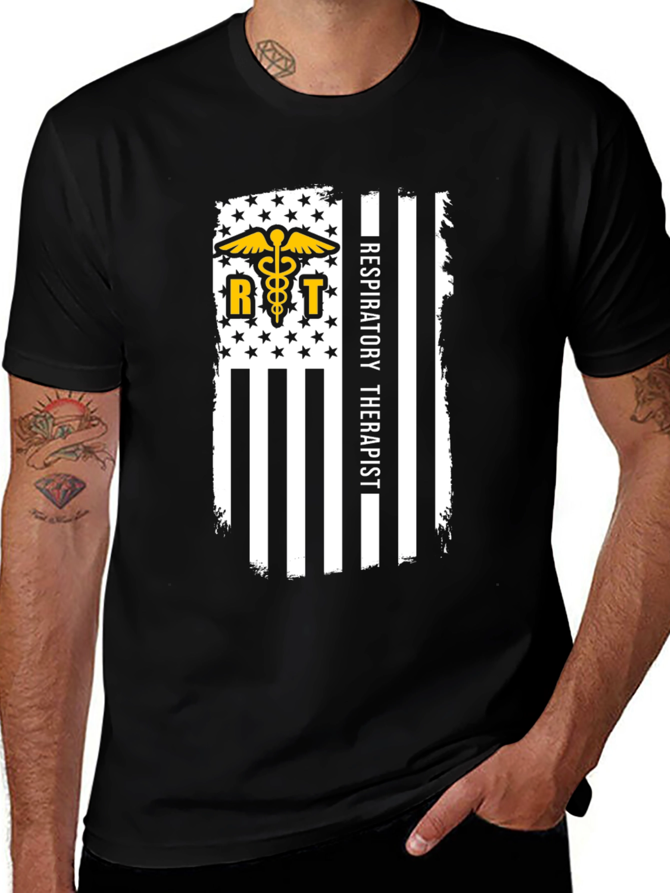 Respiratory Therapist Flag Graphic T-Shirt