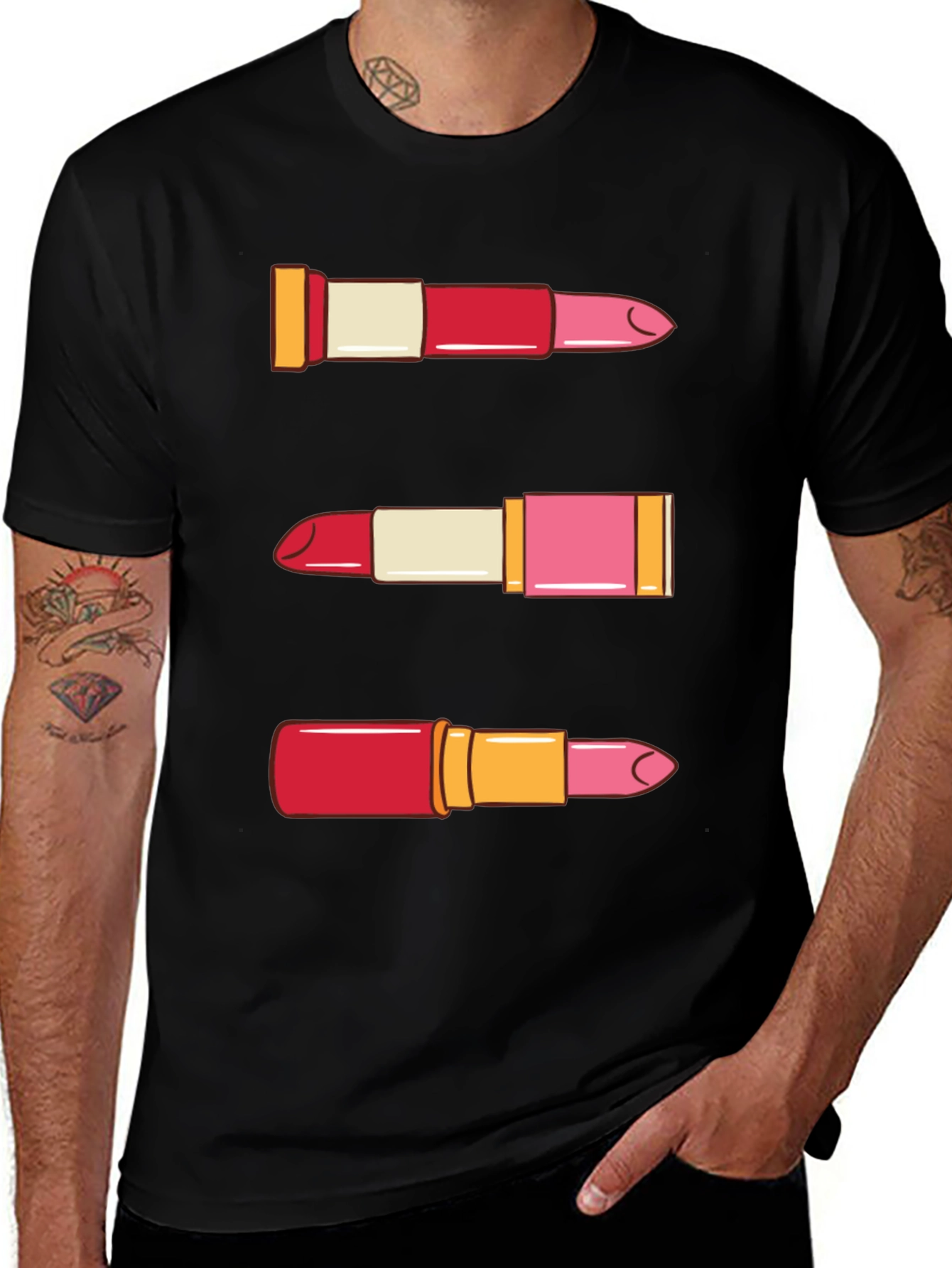 Lipstick Pattern T-Shirt - Beauty Fashion Tee