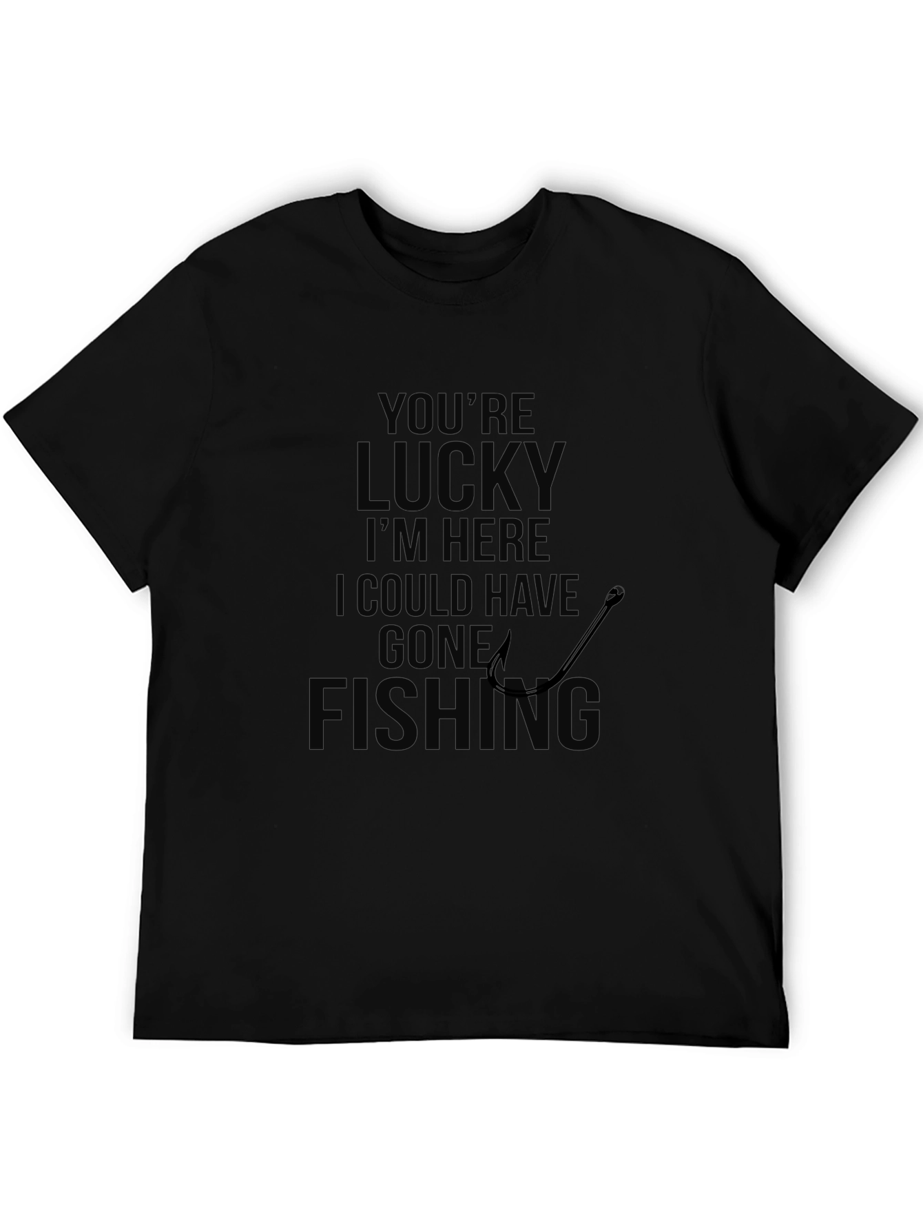 Mens Black Lucky Fishing Graphic Tee