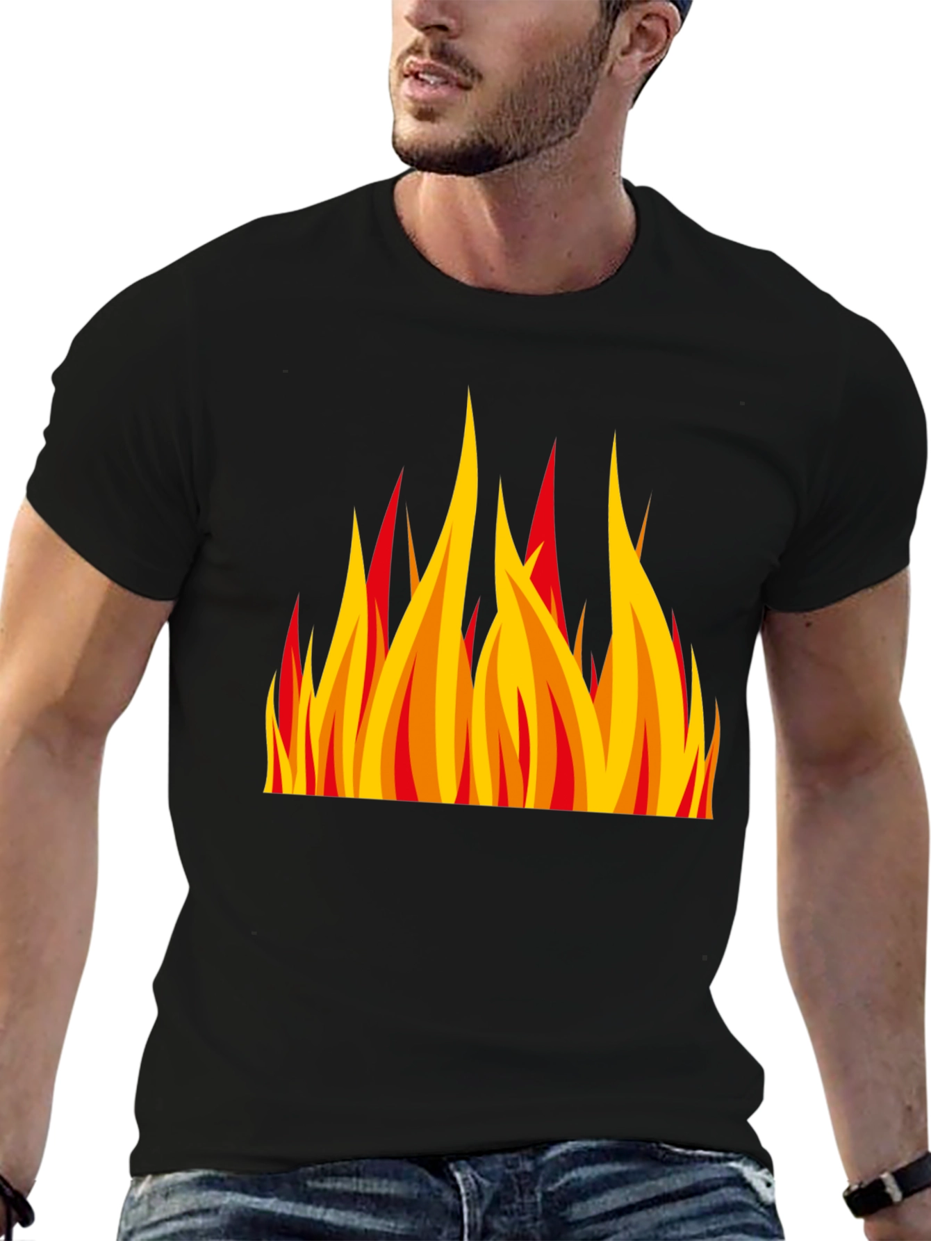 Fiery Flame Graphic Black T-Shirt