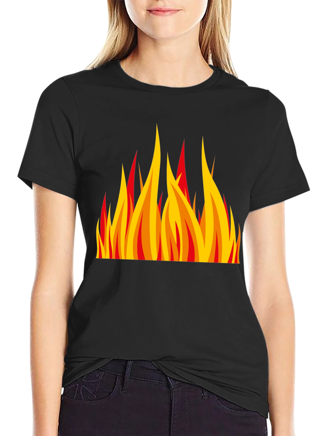 Fiery Flame Graphic Black T-Shirt