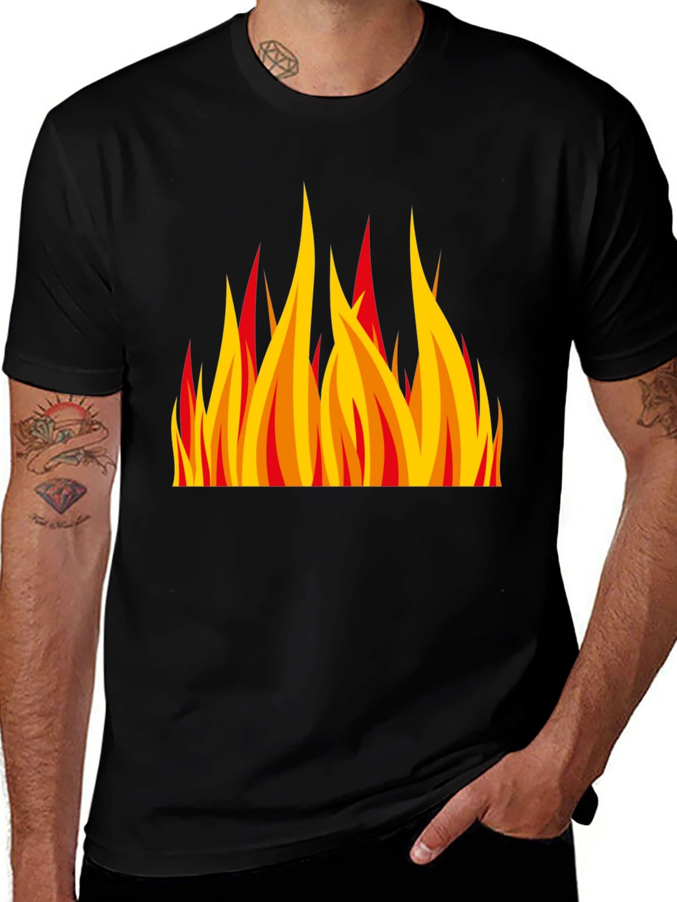 Fiery Flame Graphic Black T-Shirt
