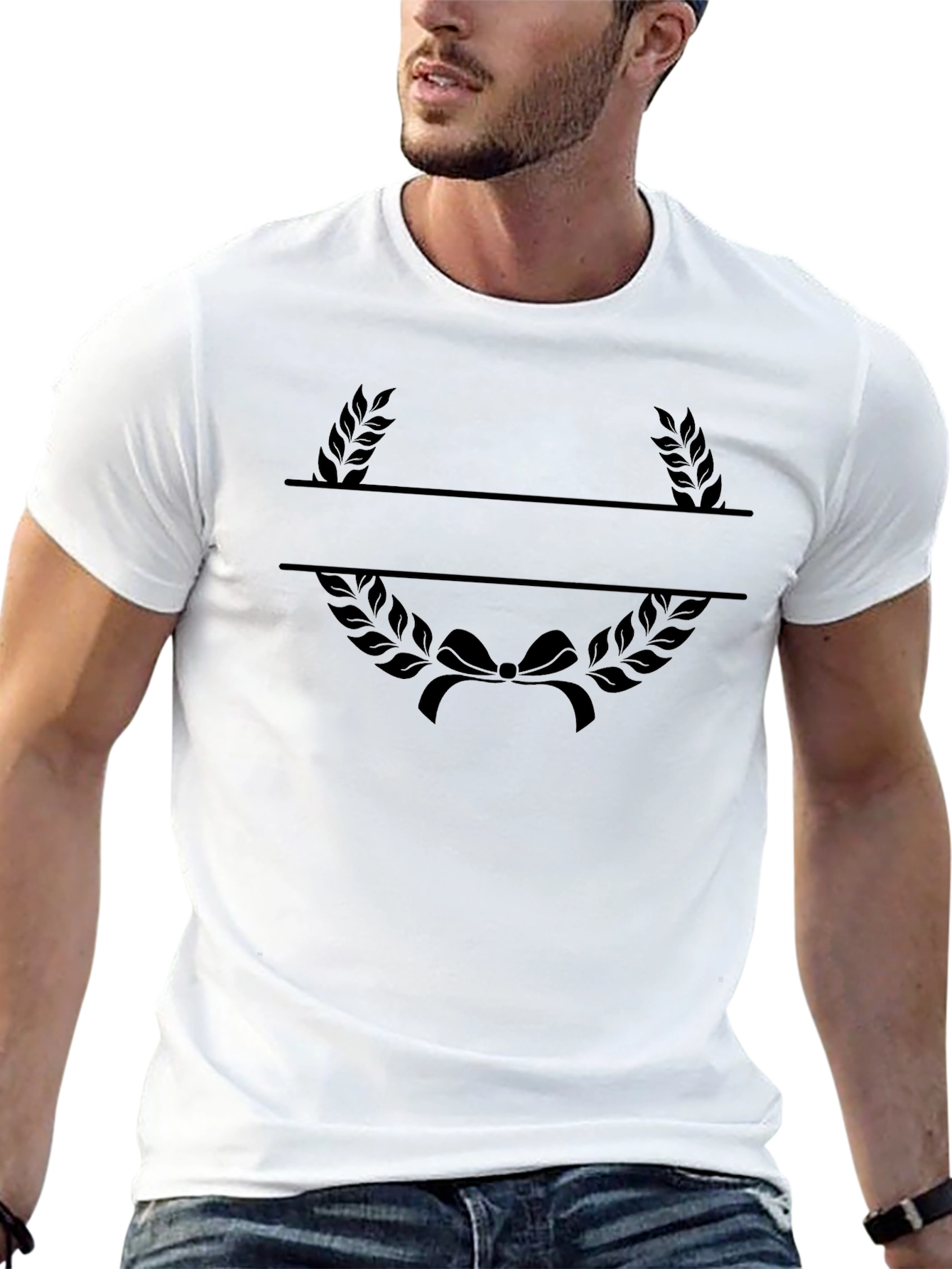 Customizable Laurel Wreath Graphic T-Shirt