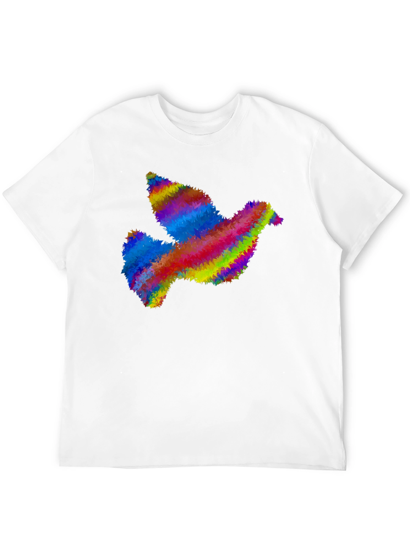 Rainbow Dove Graphic Print Black T-Shirt