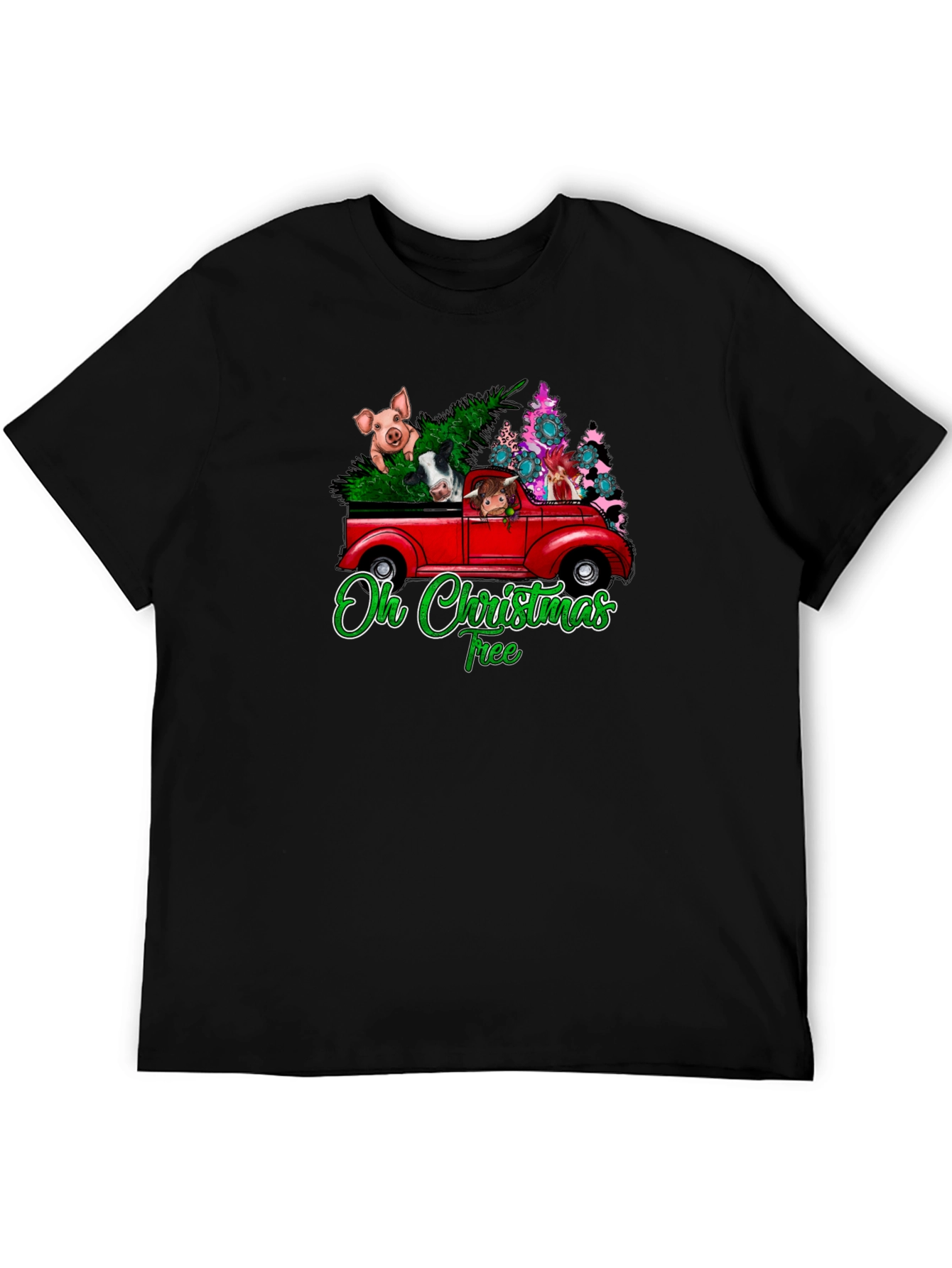 Oh Christmas Tree Animals Truck T-Shirt