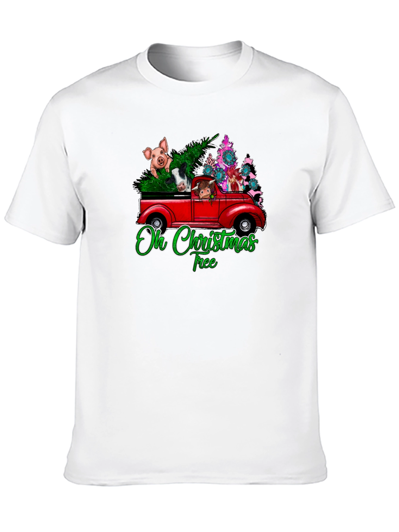 Oh Christmas Tree Animals Truck T-Shirt