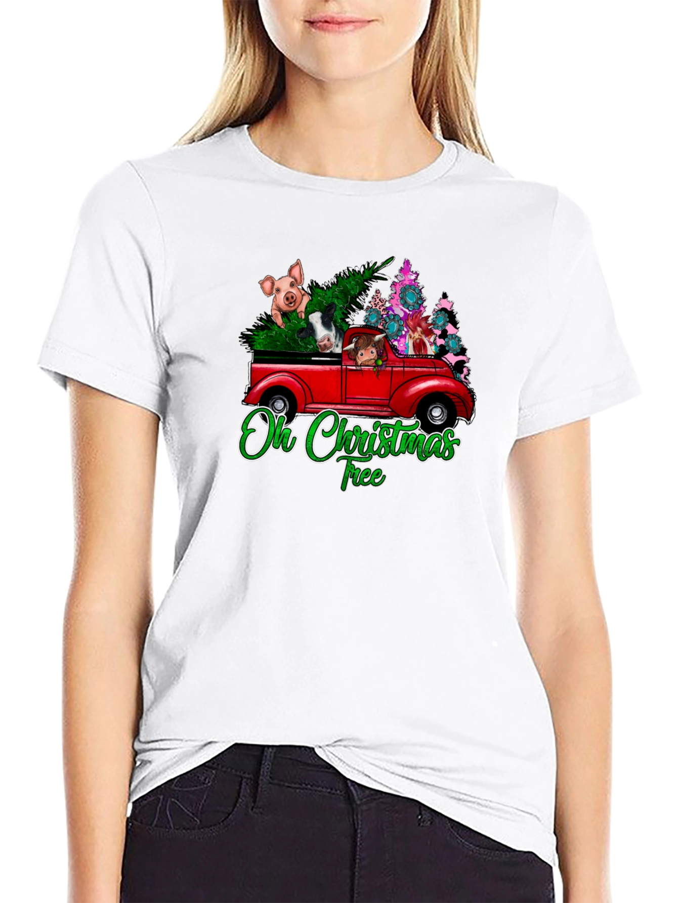 Oh Christmas Tree Animals Truck T-Shirt