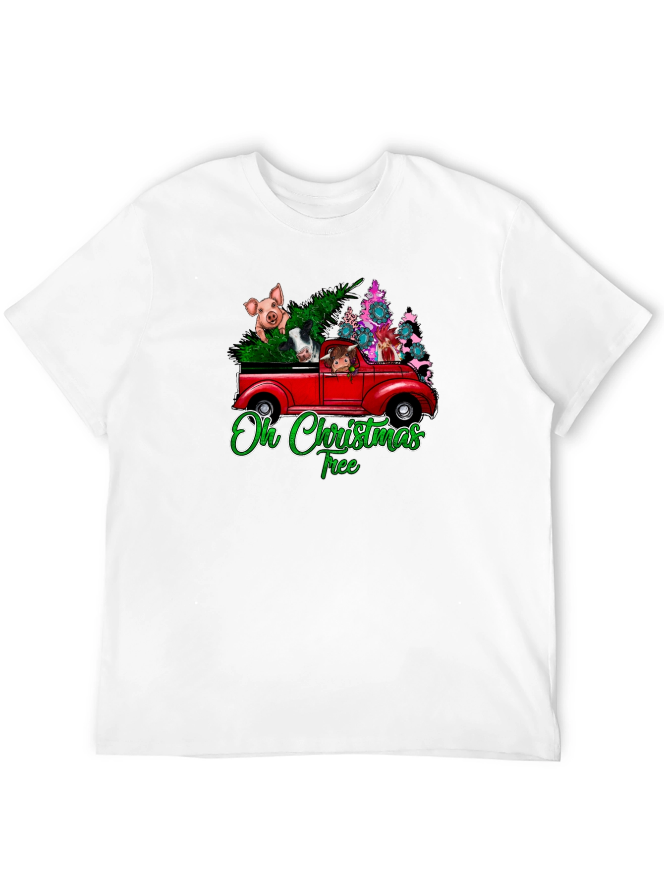 Oh Christmas Tree Animals Truck T-Shirt