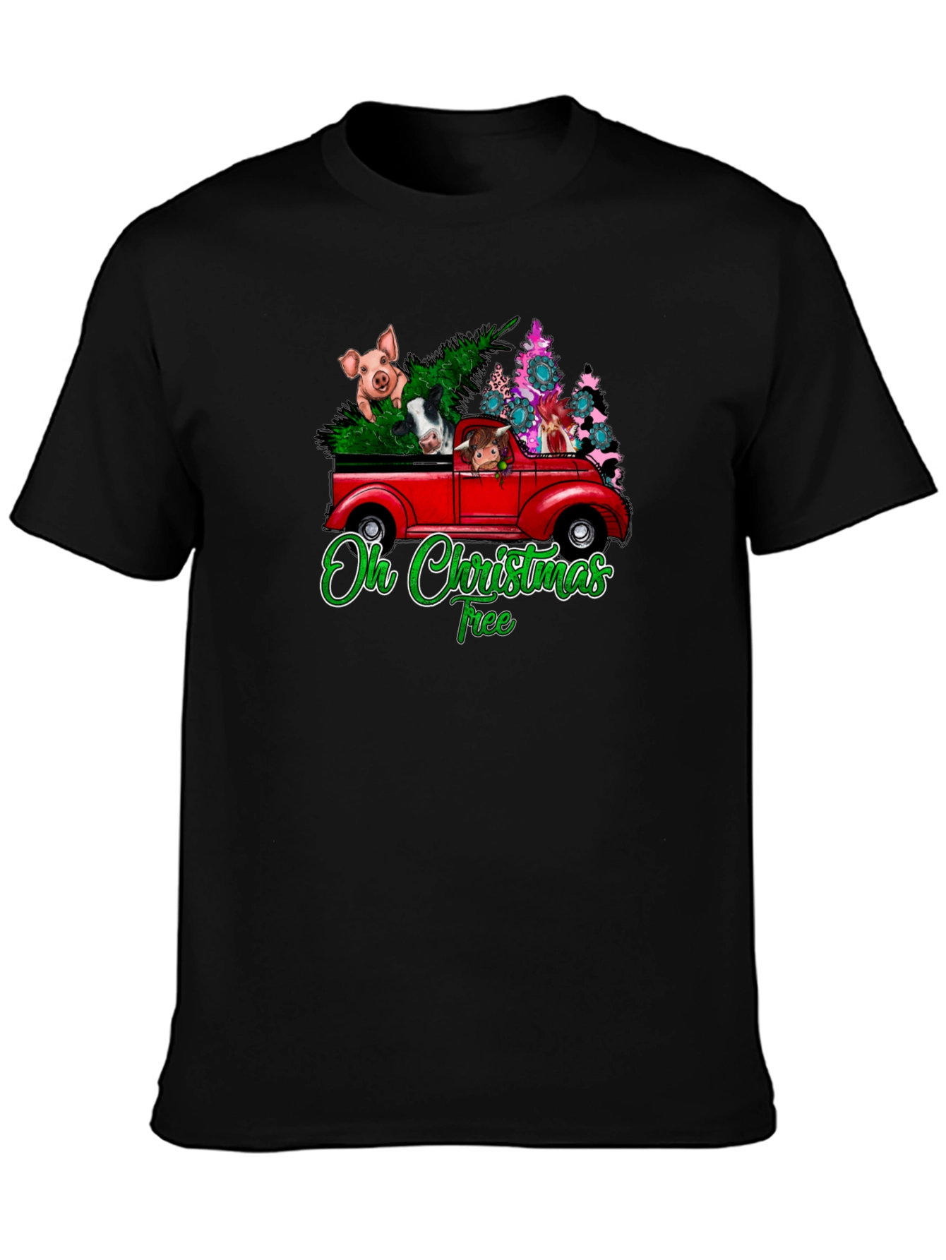 Oh Christmas Tree Animals Truck T-Shirt