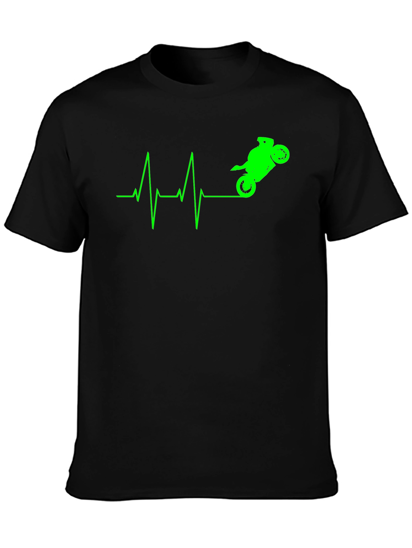 Motorcycle Heartbeat Graphic Tee - Black