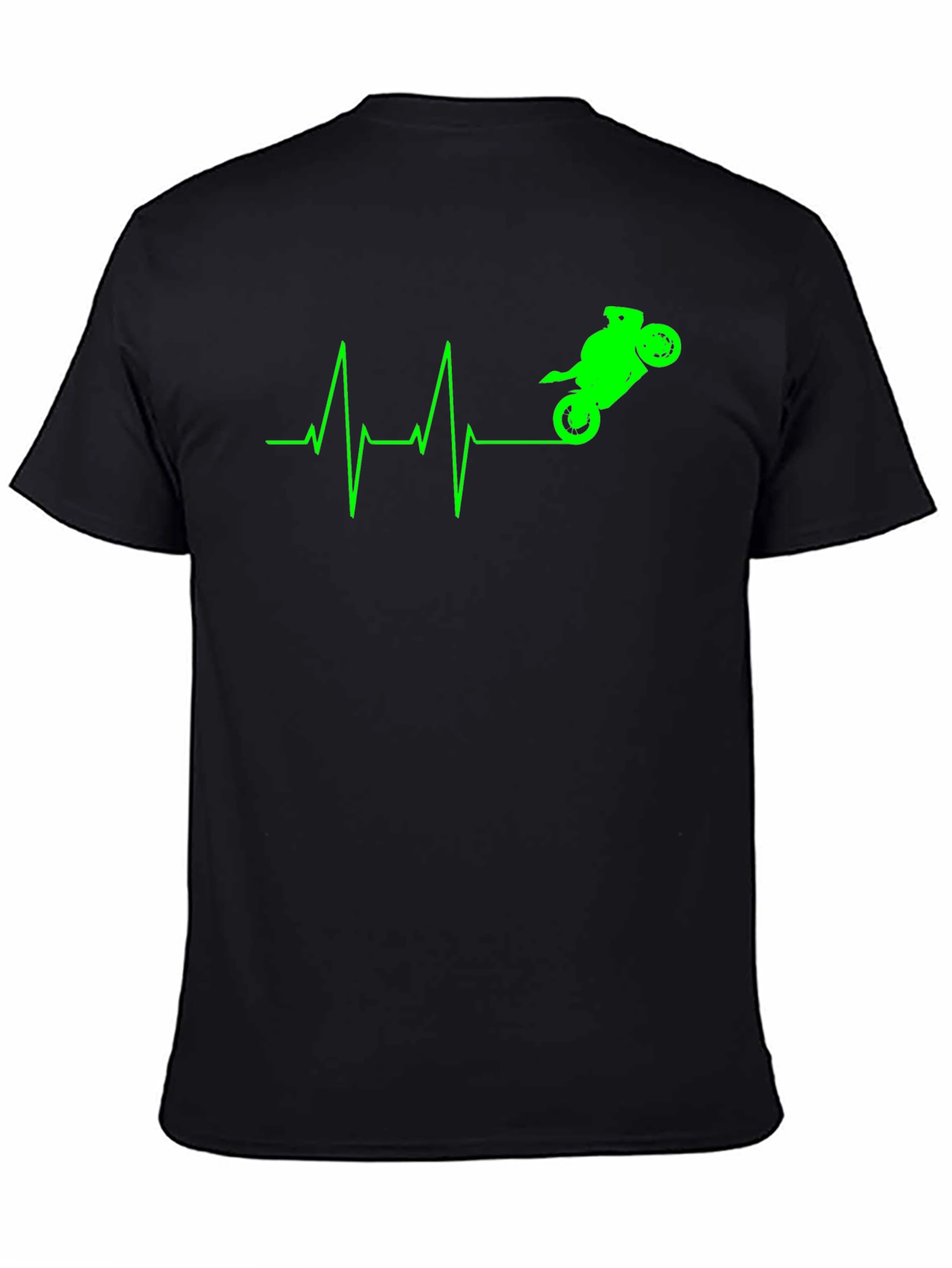 Motorcycle Heartbeat Graphic Tee - Black