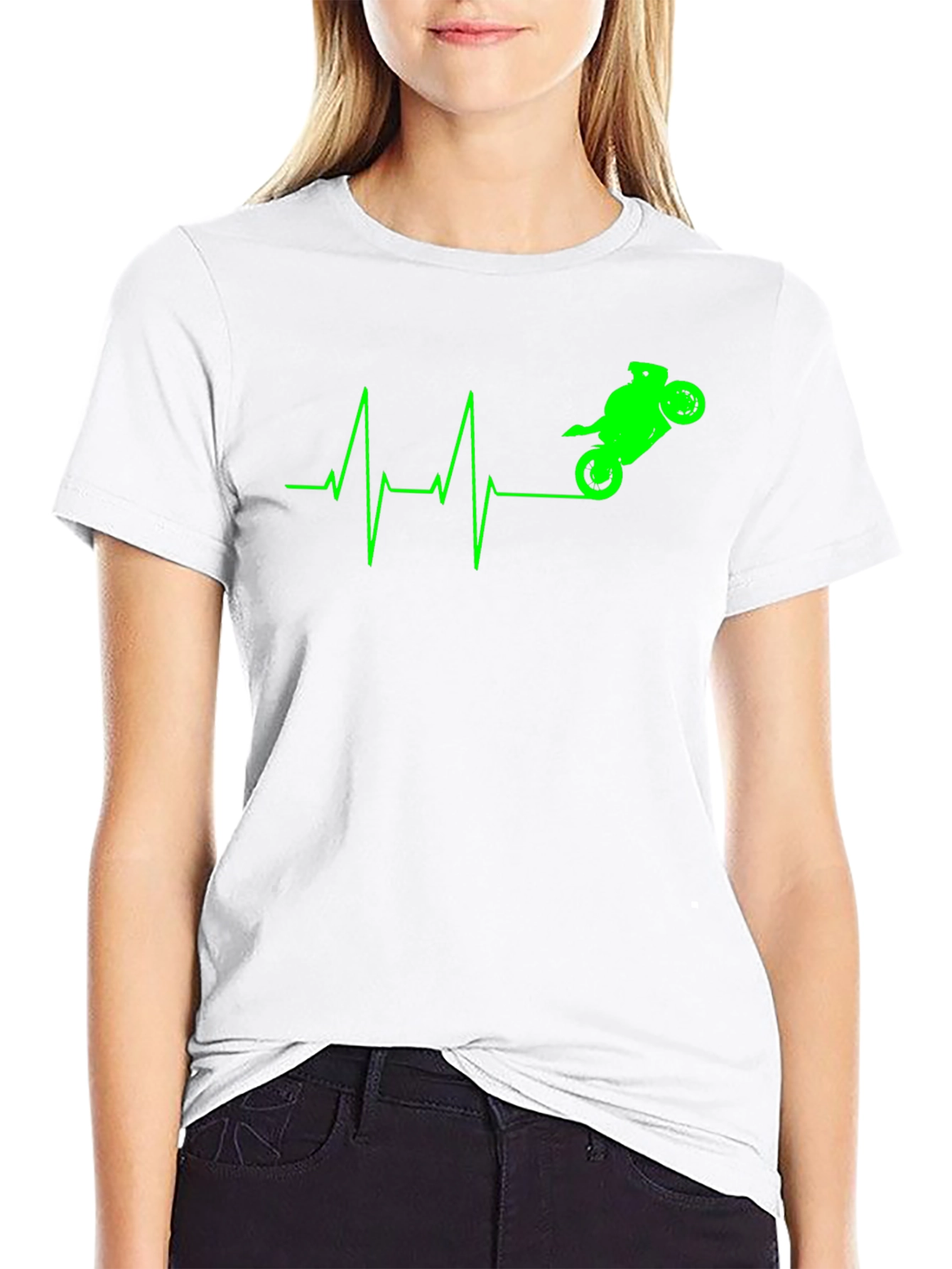 Motorcycle Heartbeat Graphic Tee - Black