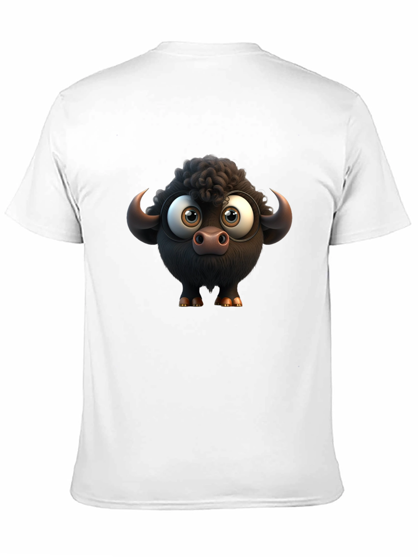 Cartoon Buffalo Graphic Black T-Shirt