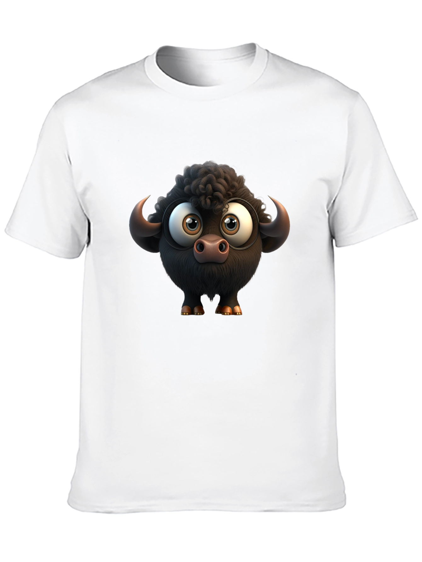 Cartoon Buffalo Graphic Black T-Shirt