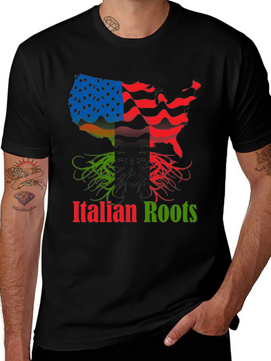 Italian Roots USA Flag Graphic T-Shirt