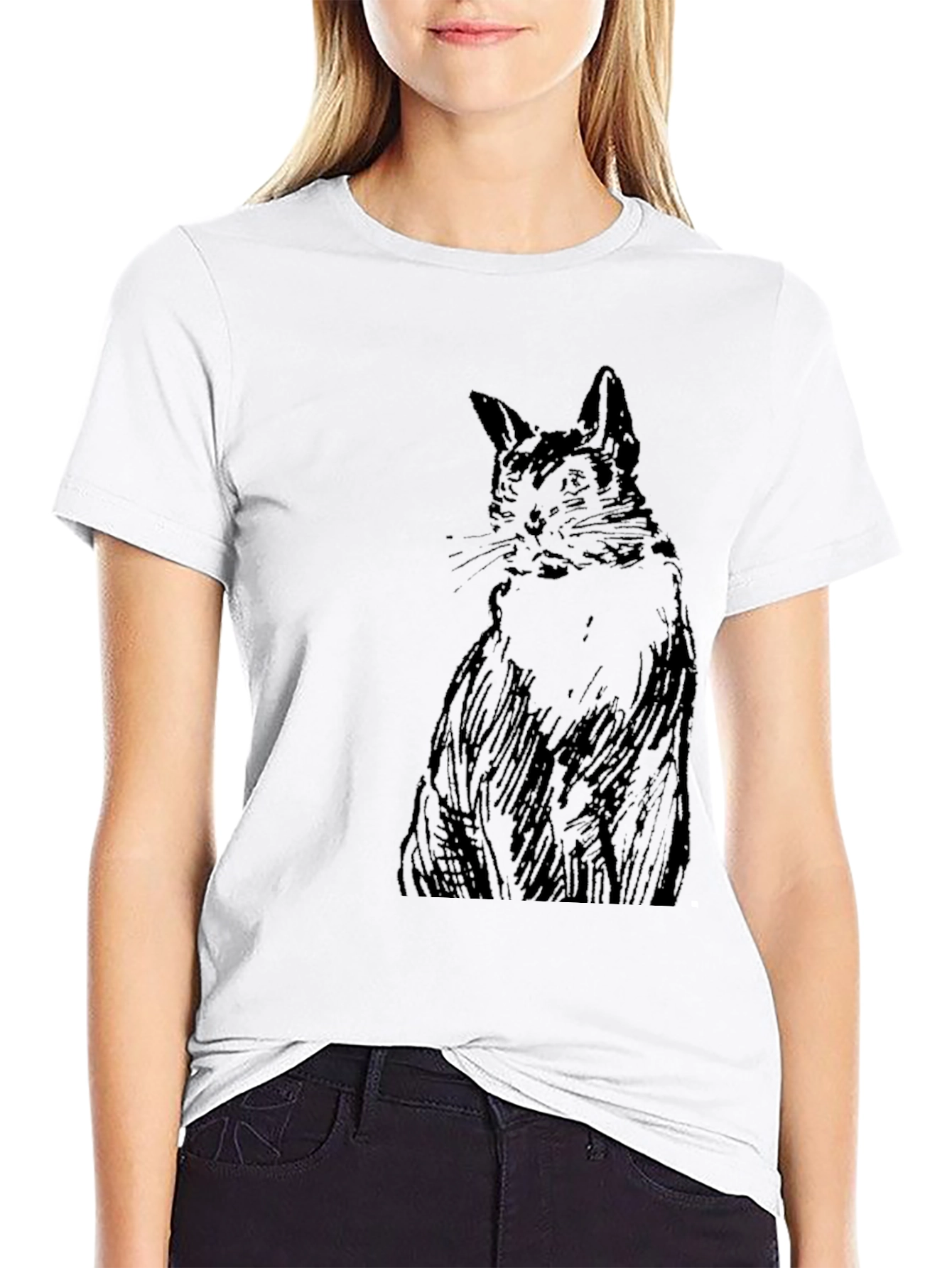 Black Cat Sketch Graphic Tee - Unisex Casual Shirt