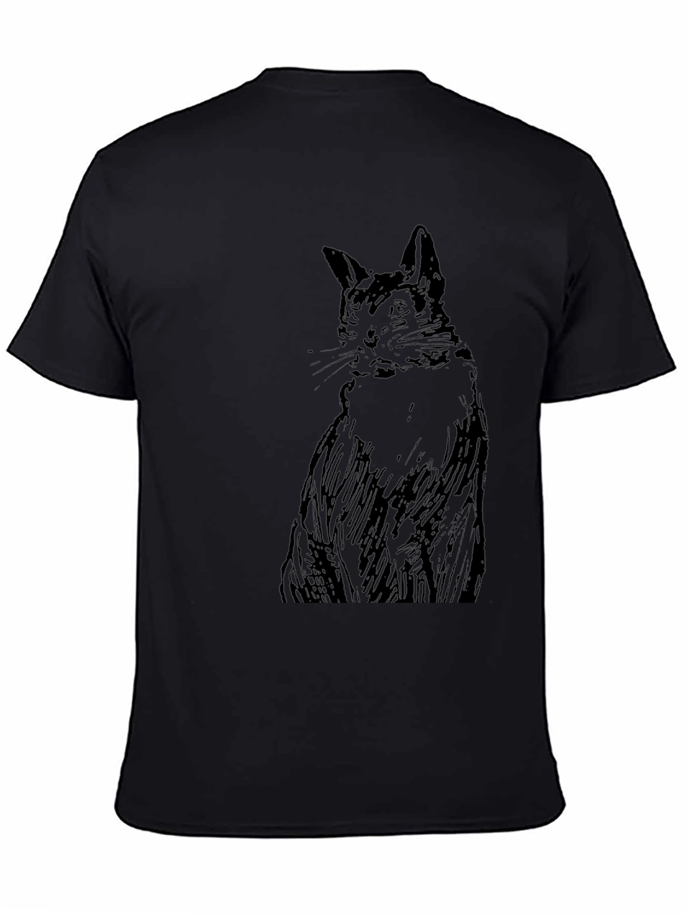 Black Cat Sketch Graphic Tee - Unisex Casual Shirt
