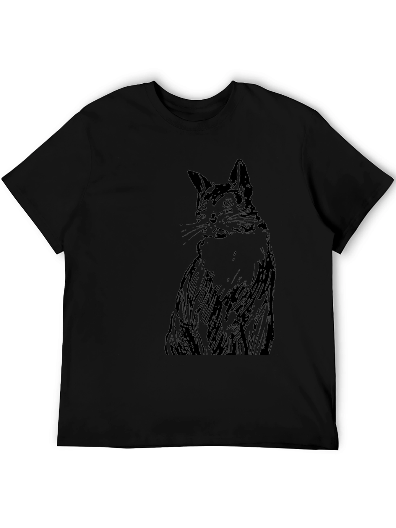 Black Cat Sketch Graphic Tee - Unisex Casual Shirt