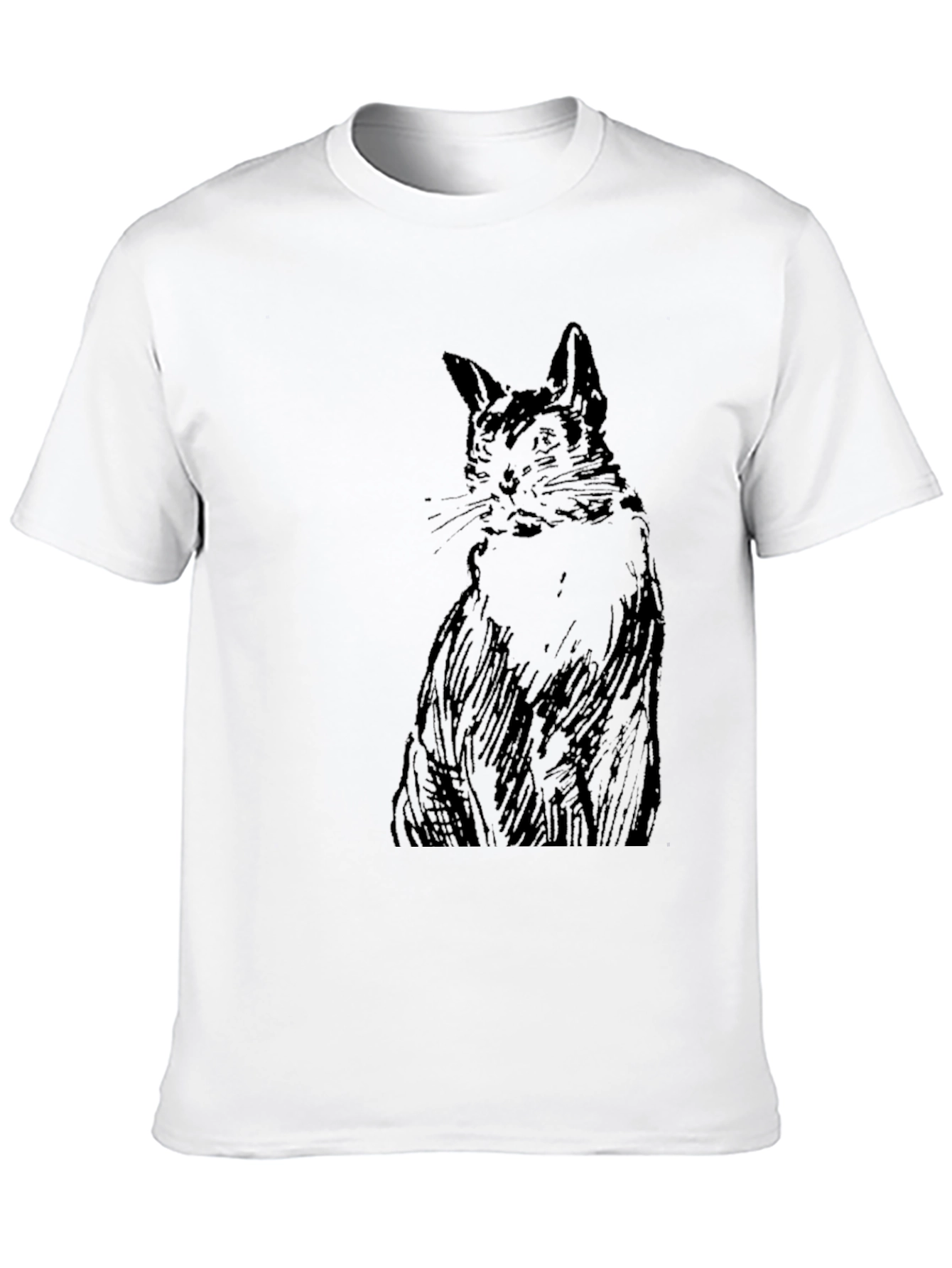 Black Cat Sketch Graphic Tee - Unisex Casual Shirt