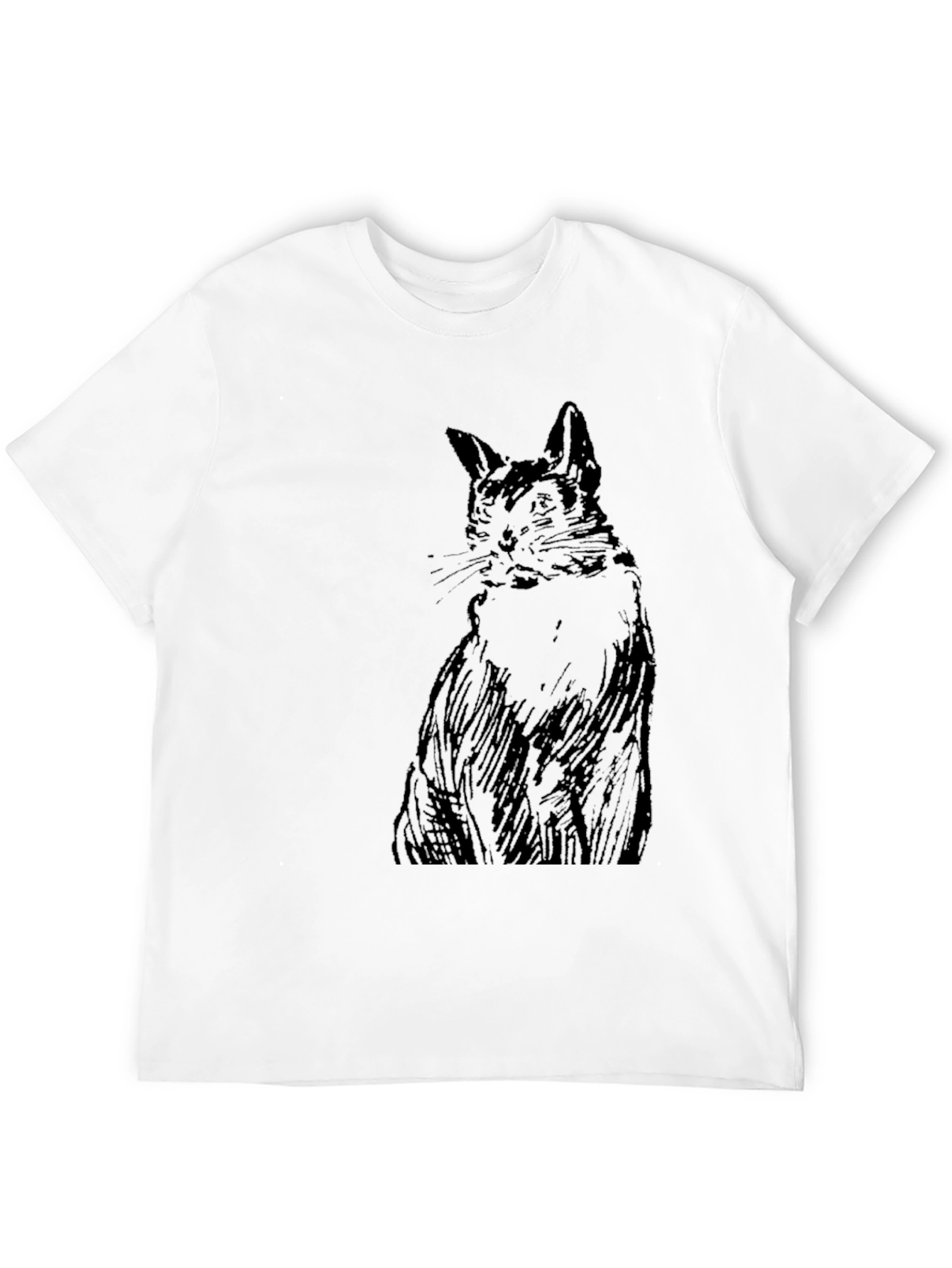 Black Cat Sketch Graphic Tee - Unisex Casual Shirt