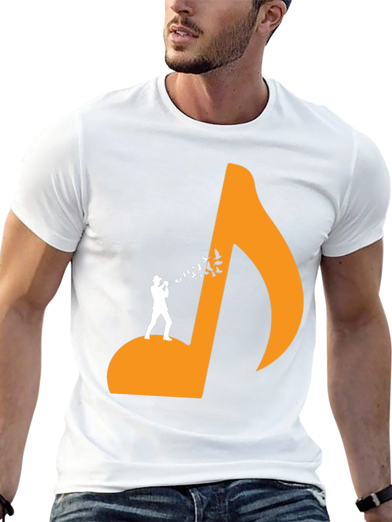 Musical Man Black Tee - Bird Song Design