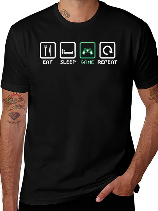 Eat Sleep Game Repeat Graphic Tee