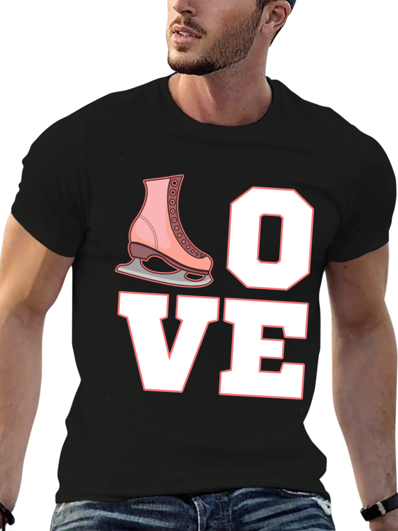 Love Ice Skating T-Shirt Black Cotton Blend