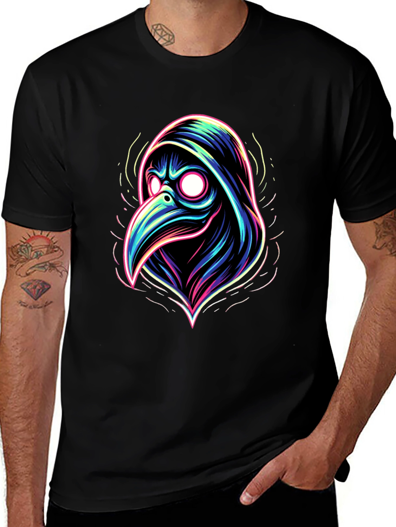 Plague Doctor Neon Graphic T-Shirt