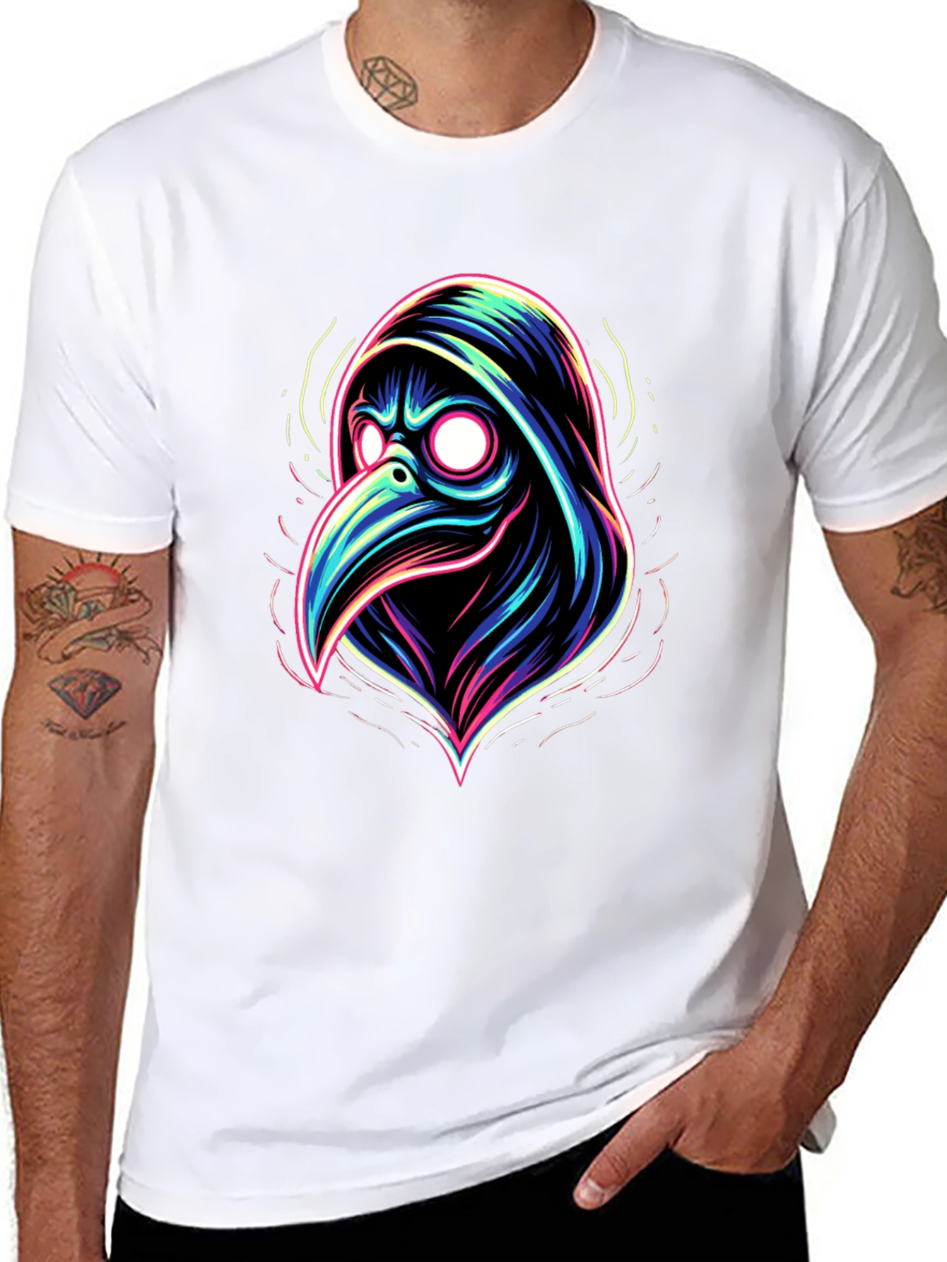 Plague Doctor Neon Graphic T-Shirt