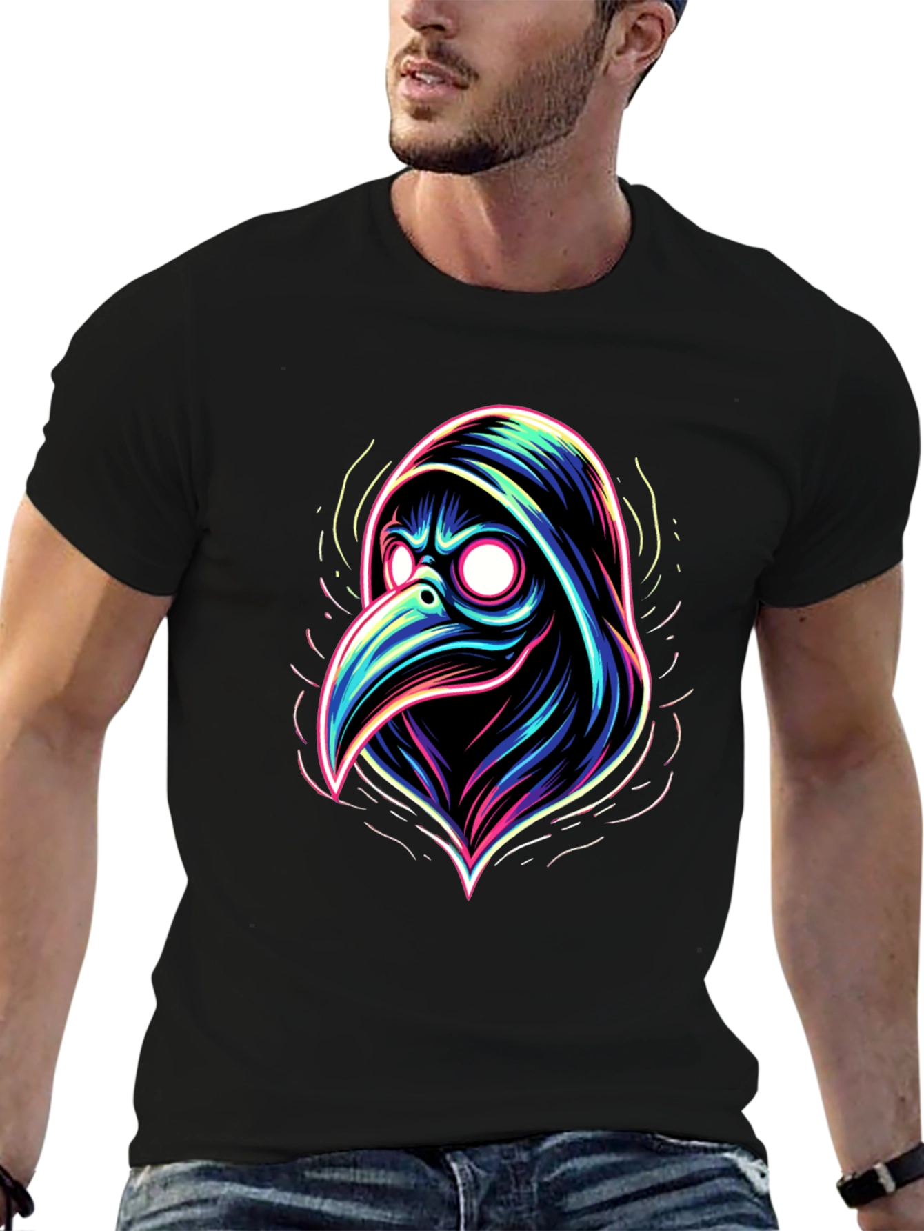 Plague Doctor Neon Graphic T-Shirt