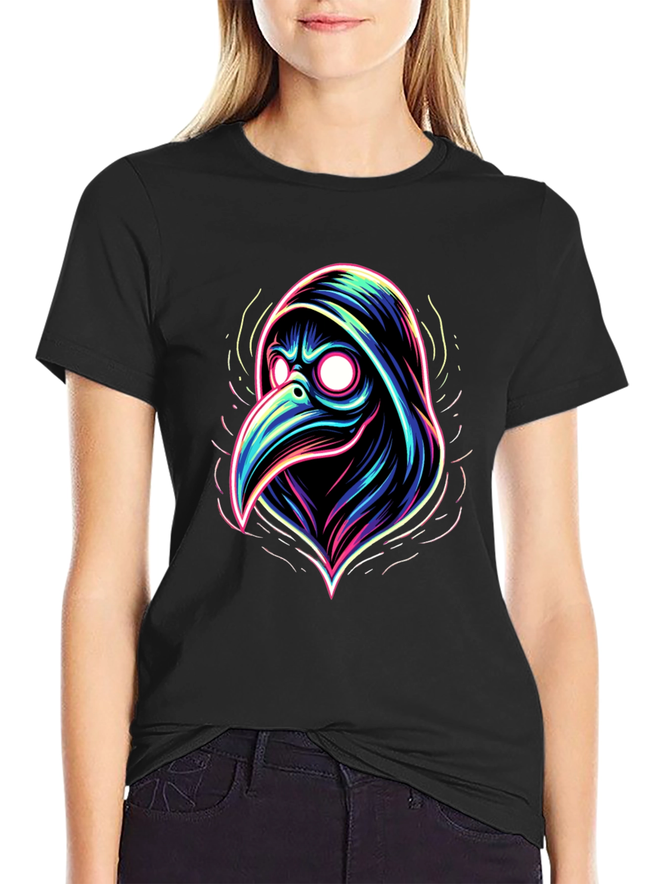 Plague Doctor Neon Graphic T-Shirt