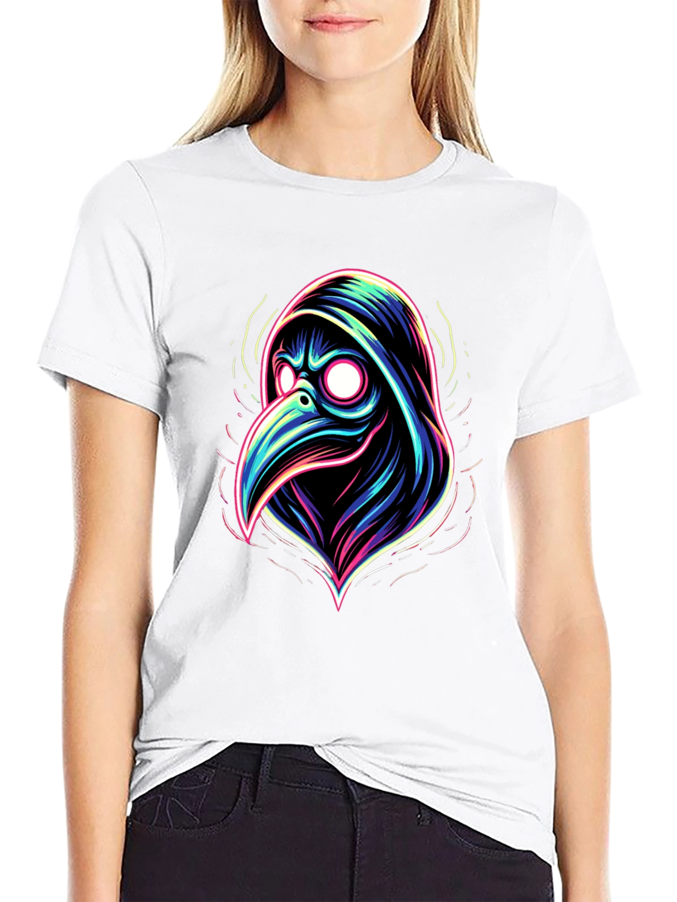 Plague Doctor Neon Graphic T-Shirt