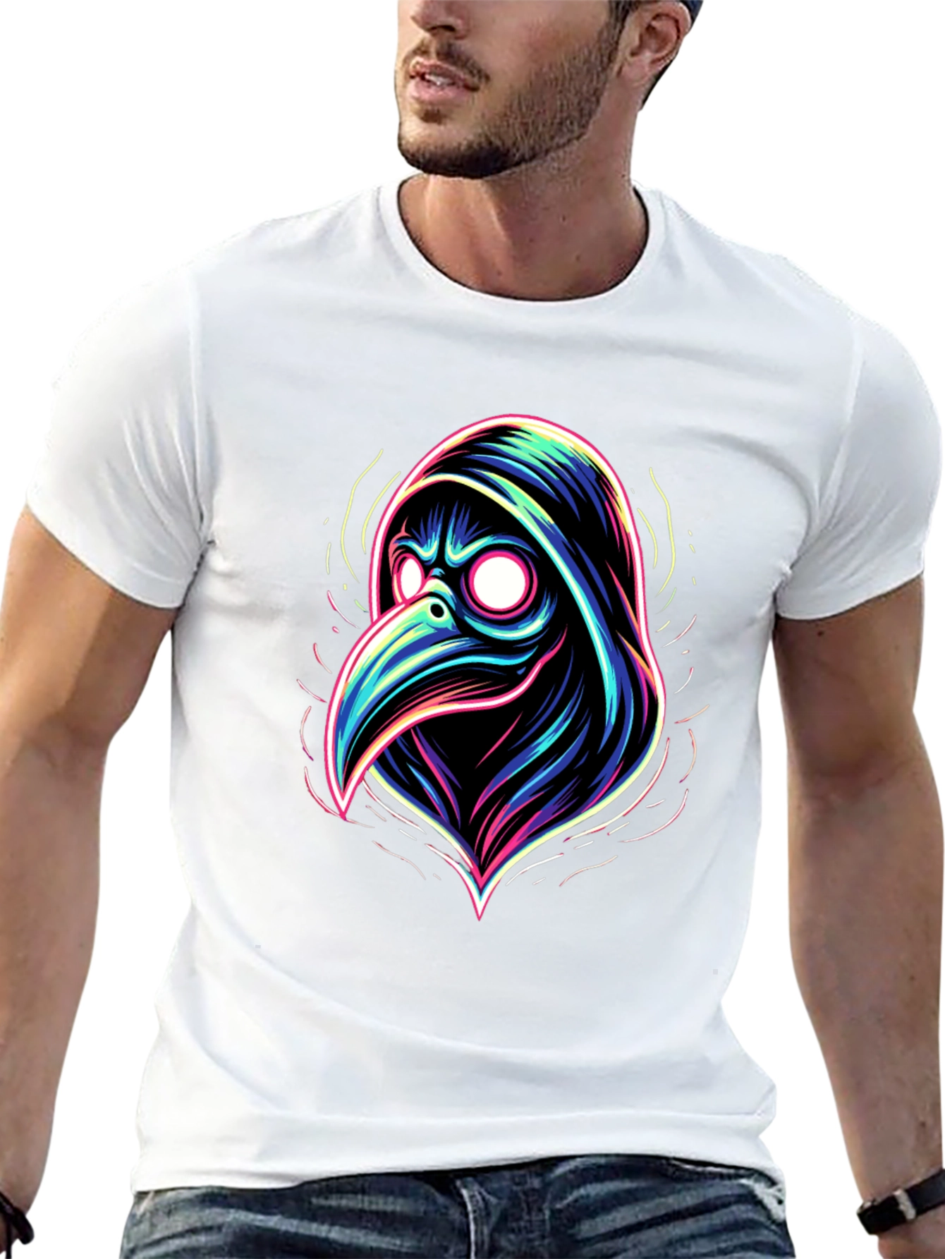 Plague Doctor Neon Graphic T-Shirt
