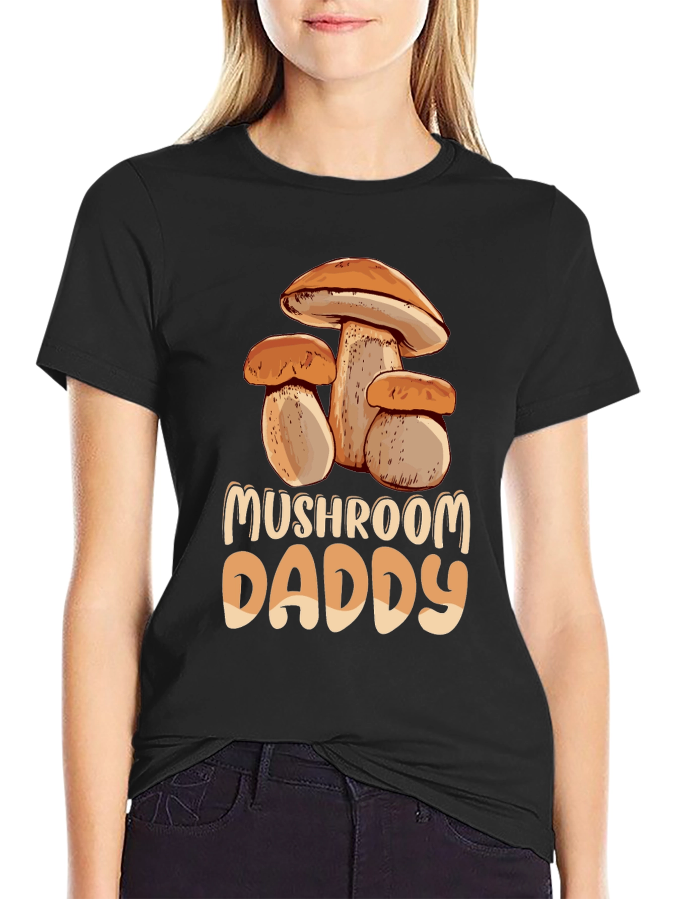 Mushroom Daddy Graphic Tee - Black Cotton T-Shirt